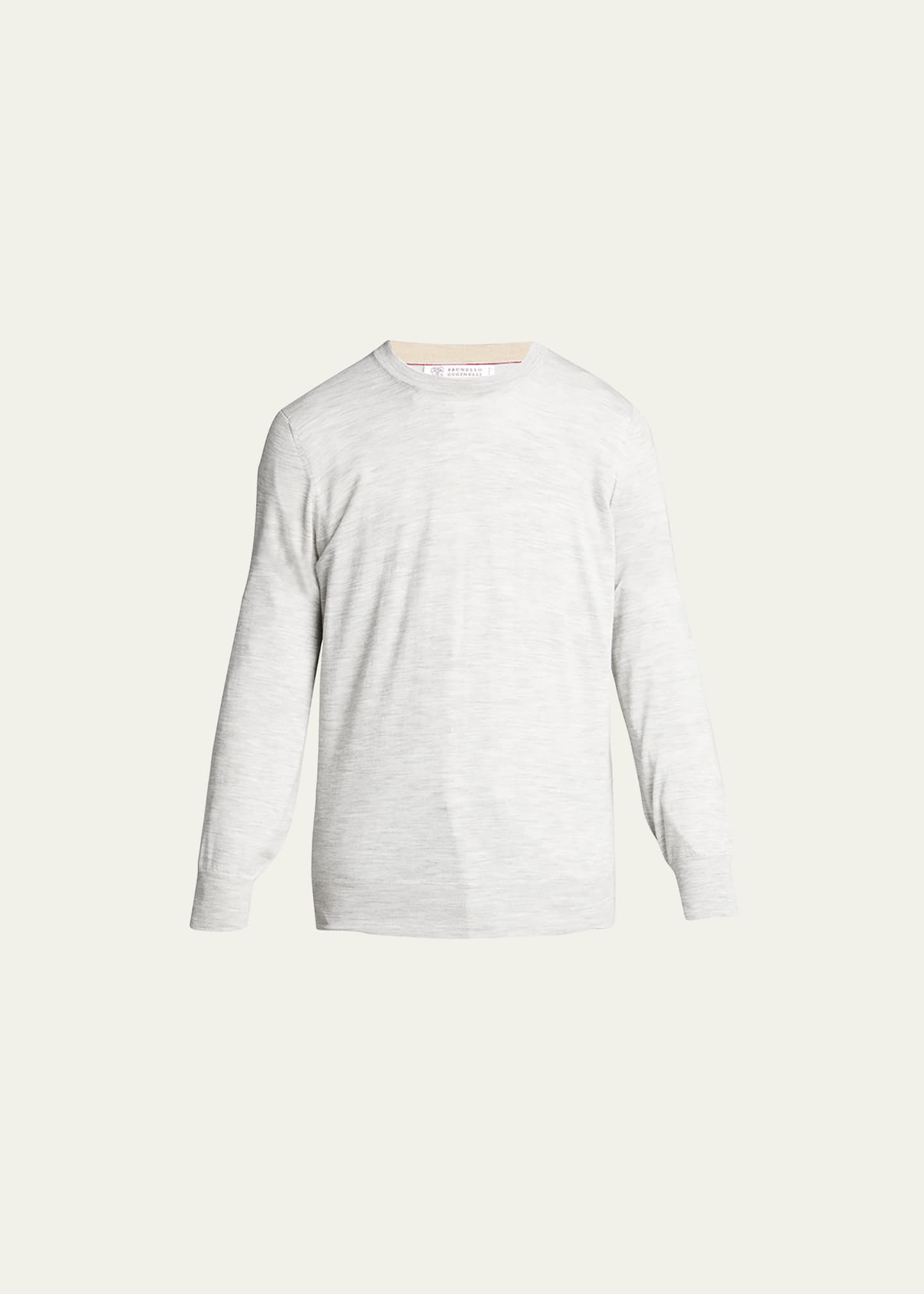 Brunello Cucinelli Men's Wool-cashmere Crew Sweater In Light Grey