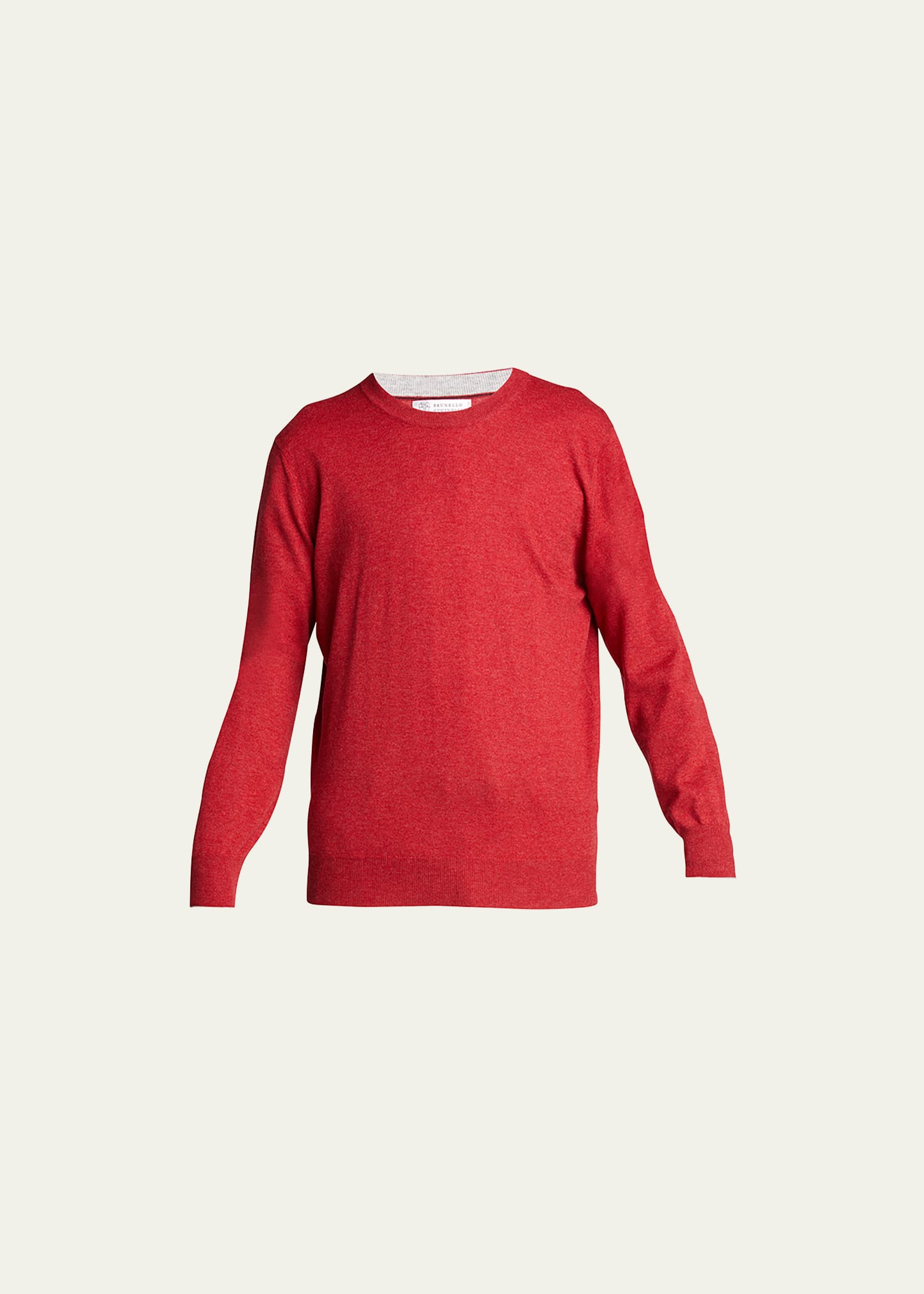 Brunello Cucinelli Men's Cashmere Crew Sweater In Tomato