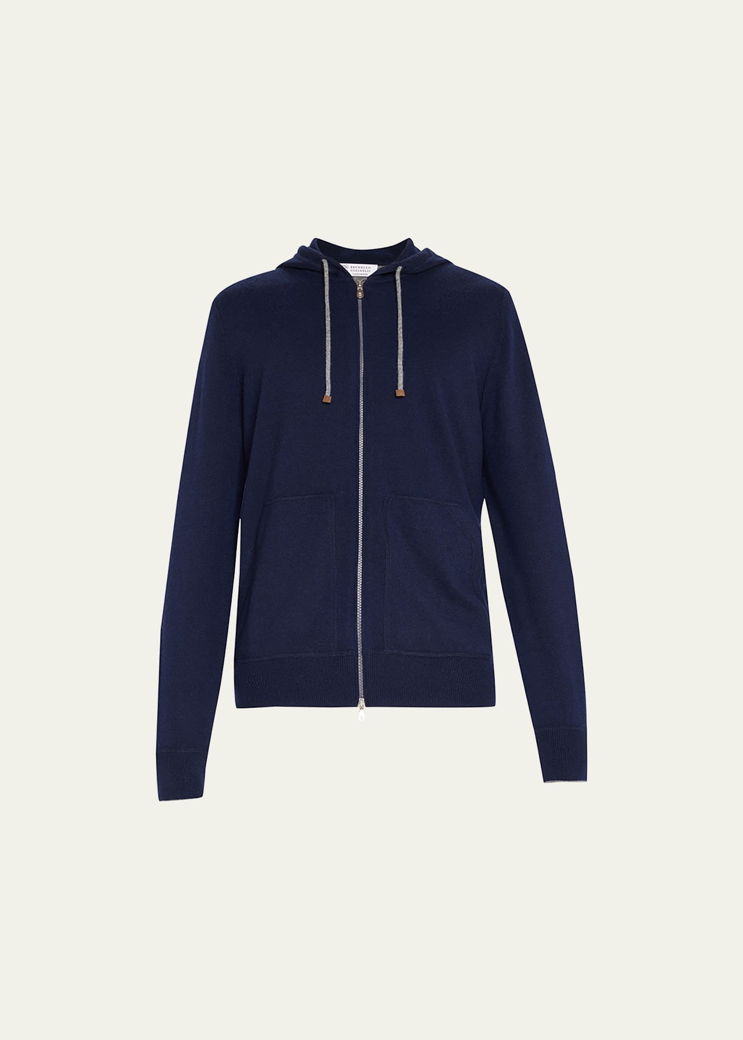 Brunello Cucinelli Men's Cashmere Zip Cardigan Hoodie In Navy