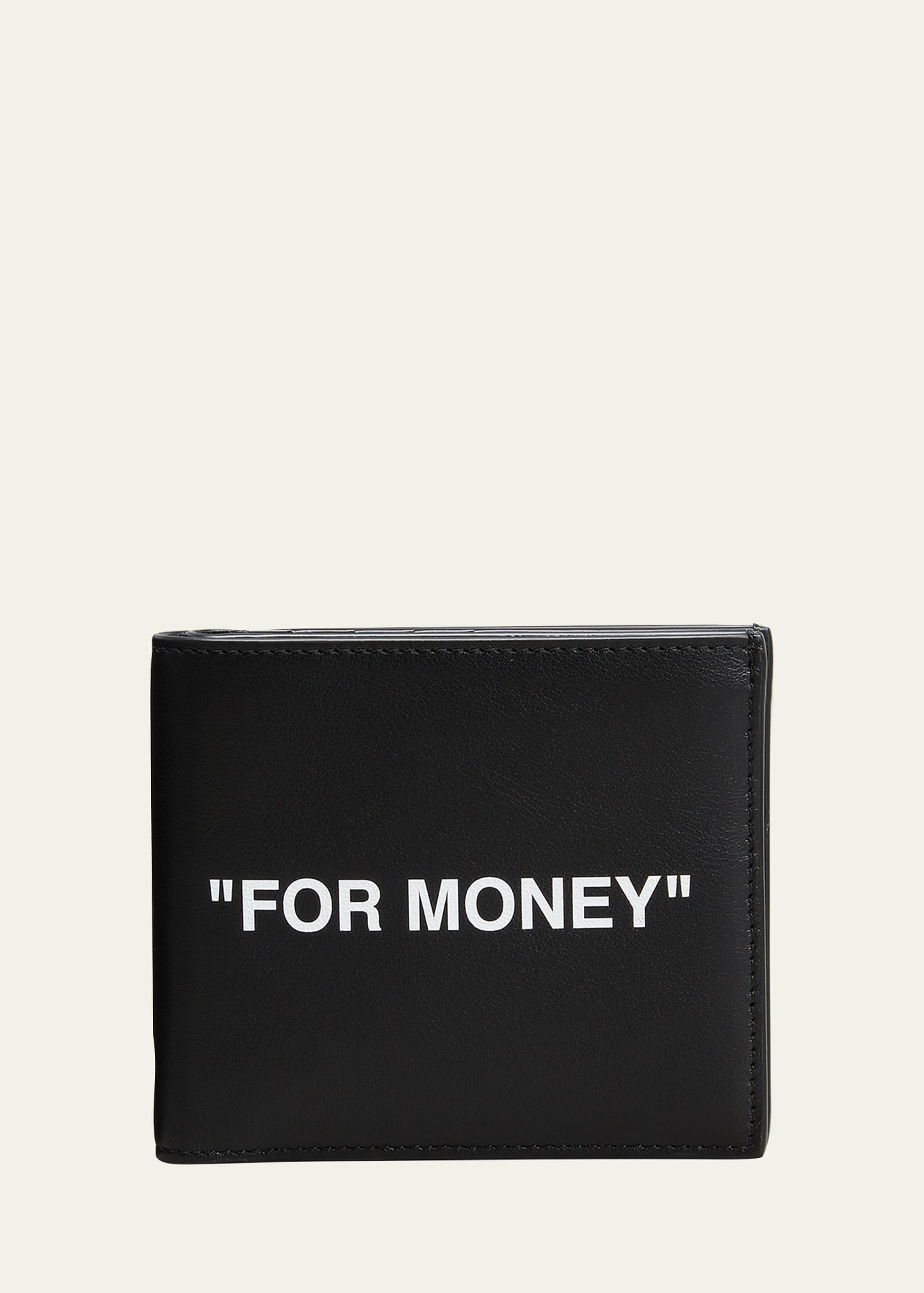 Off-white Men's "for Money" Leather Bifold Wallet In Black