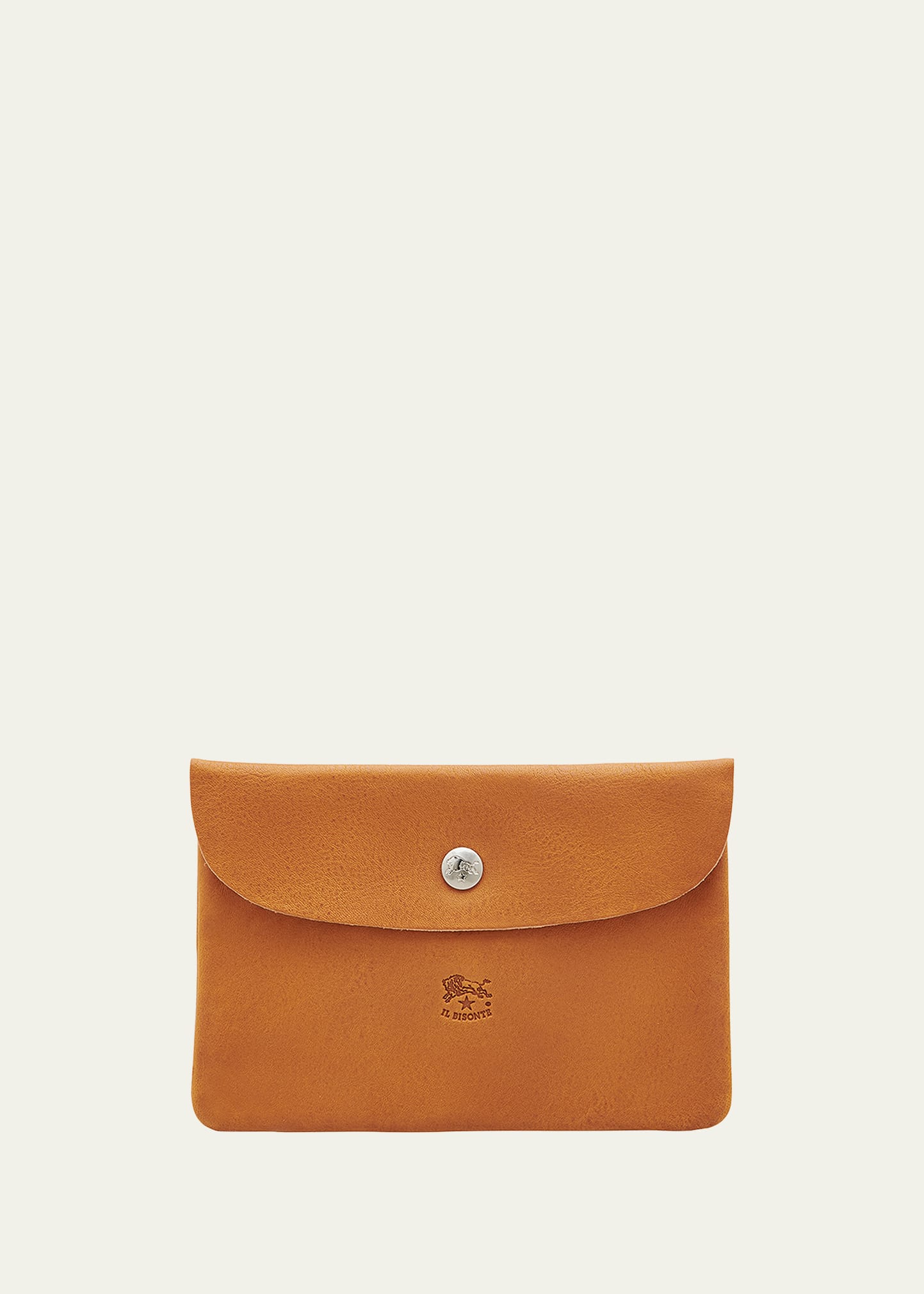 Il Bisonte Unisex Leather Snap Pouch In Vintage Natural