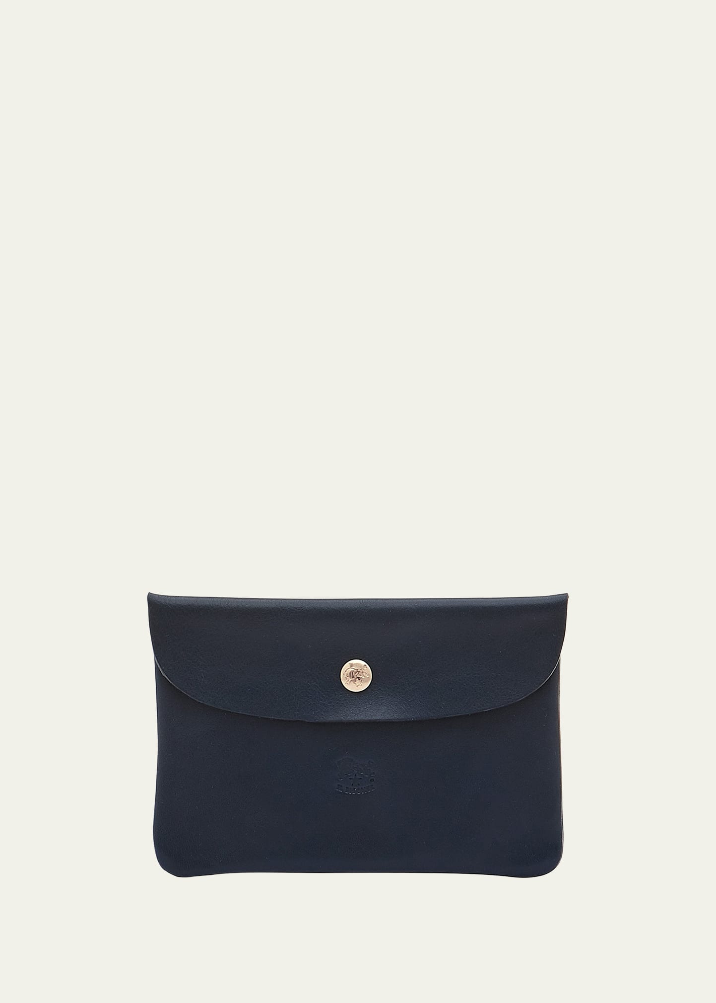 Il Bisonte Unisex Leather Snap Pouch In Navy