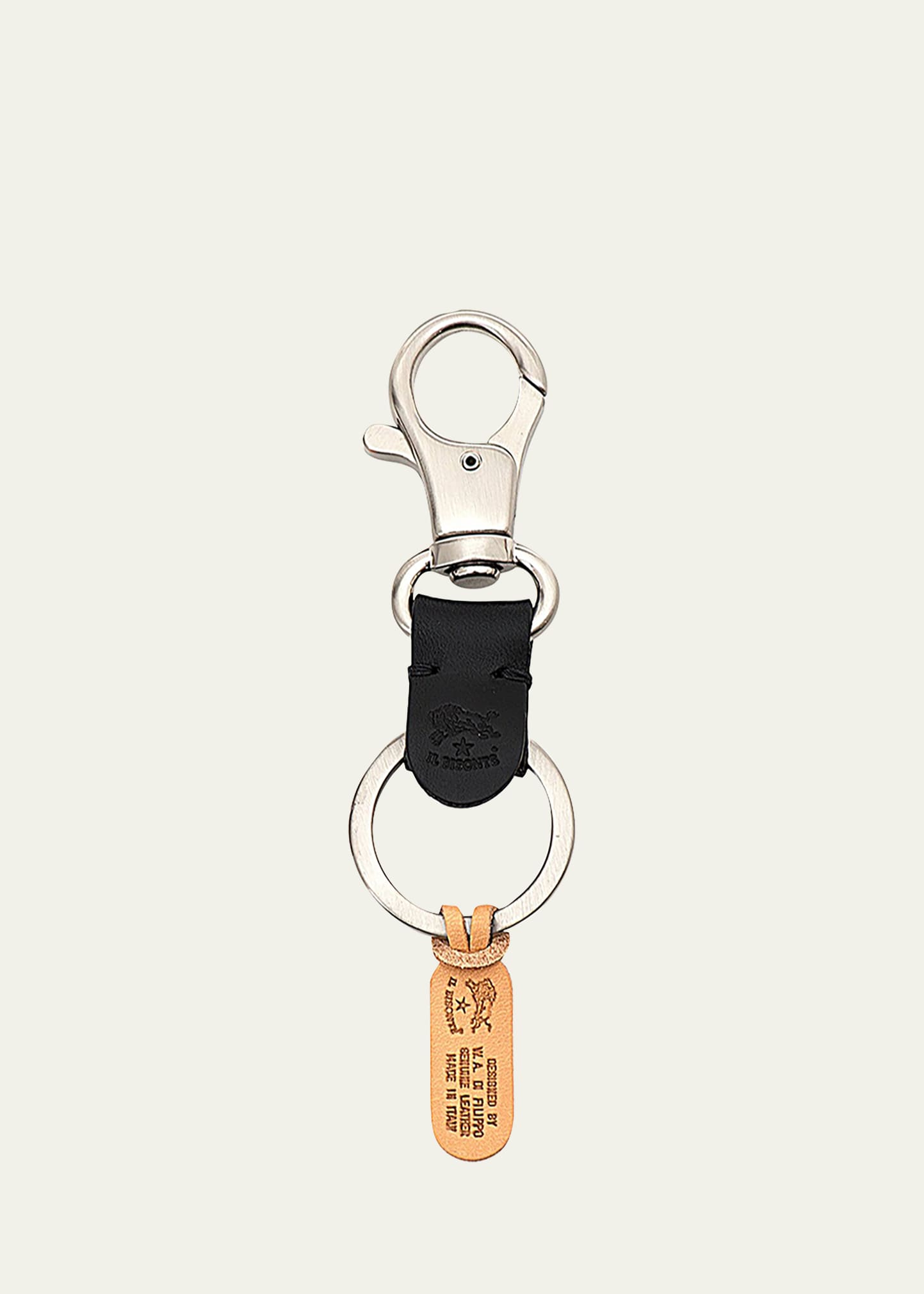 Il Bisonte Unisex Double Leather Keyring In Black