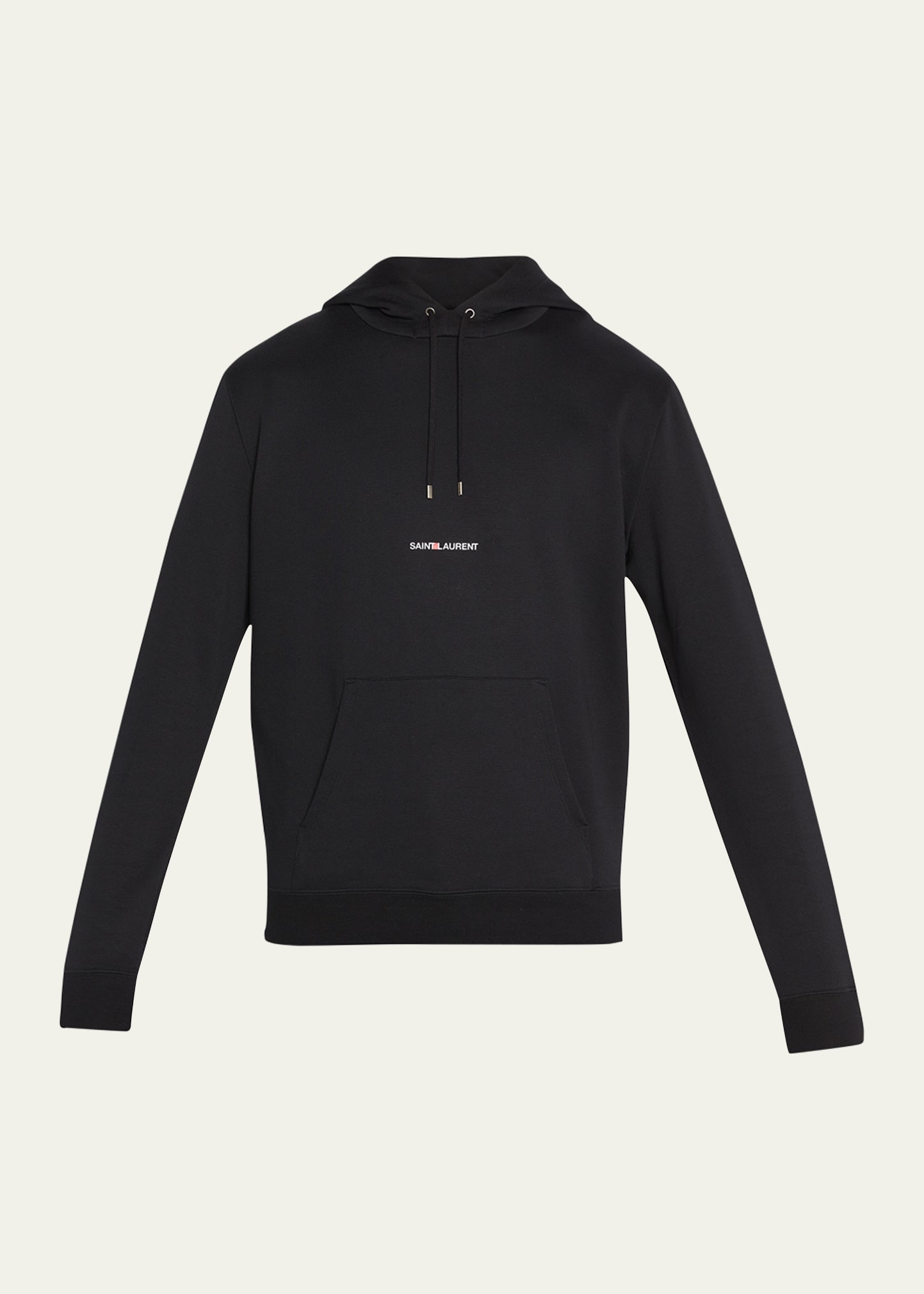 Shop Saint Laurent Men's Rive Gauche Jersey Hoodie In Nero