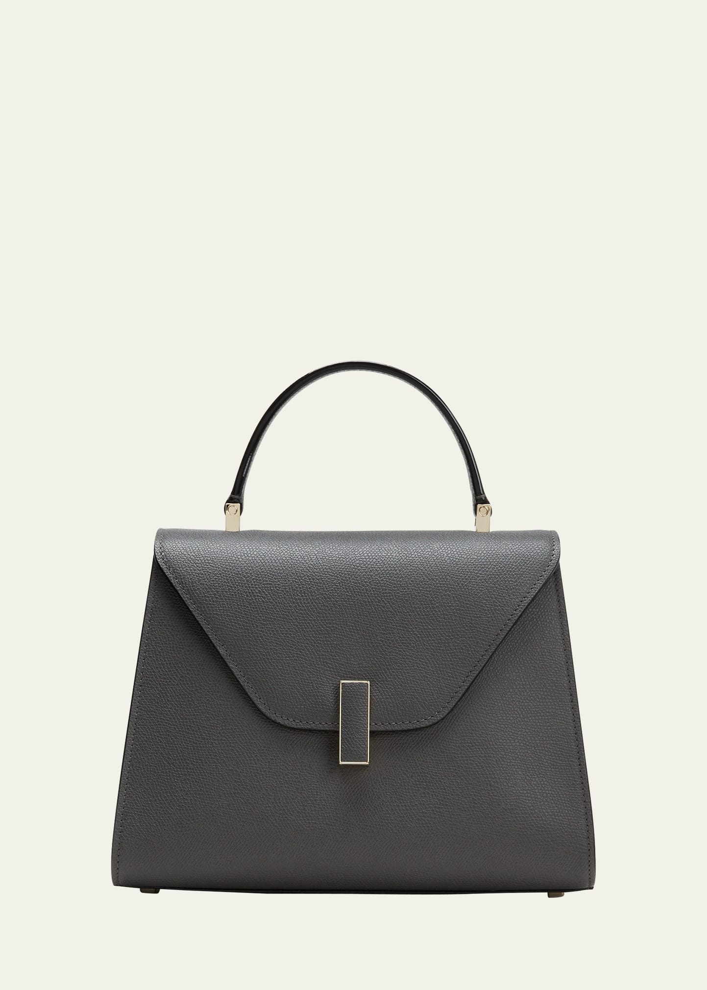 Valextra Iside Medium Textured-leather Shoulder Bag In Gf Fumo