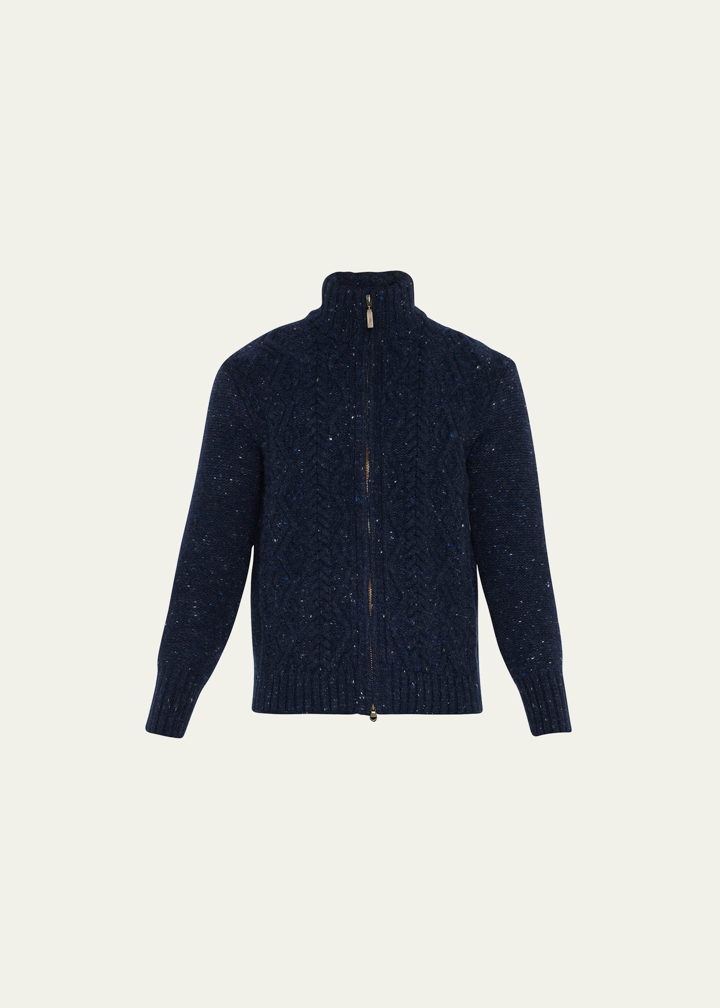 Inis Meain Men's Full-Zip Aran Cardigan Sweater