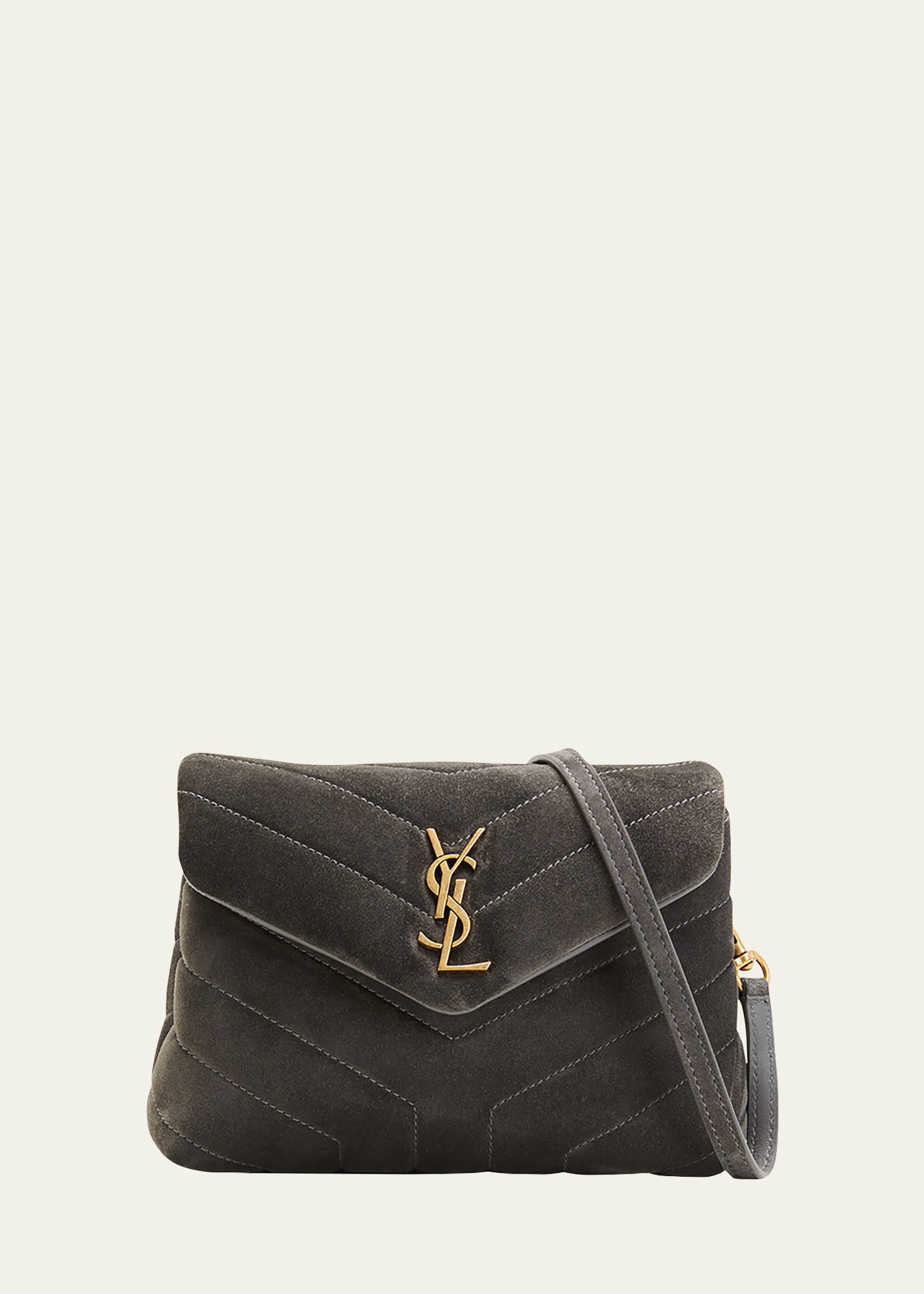 SAINT LAURENT LOULOU TOY QUILTED SUEDE CROSSBODY BAG