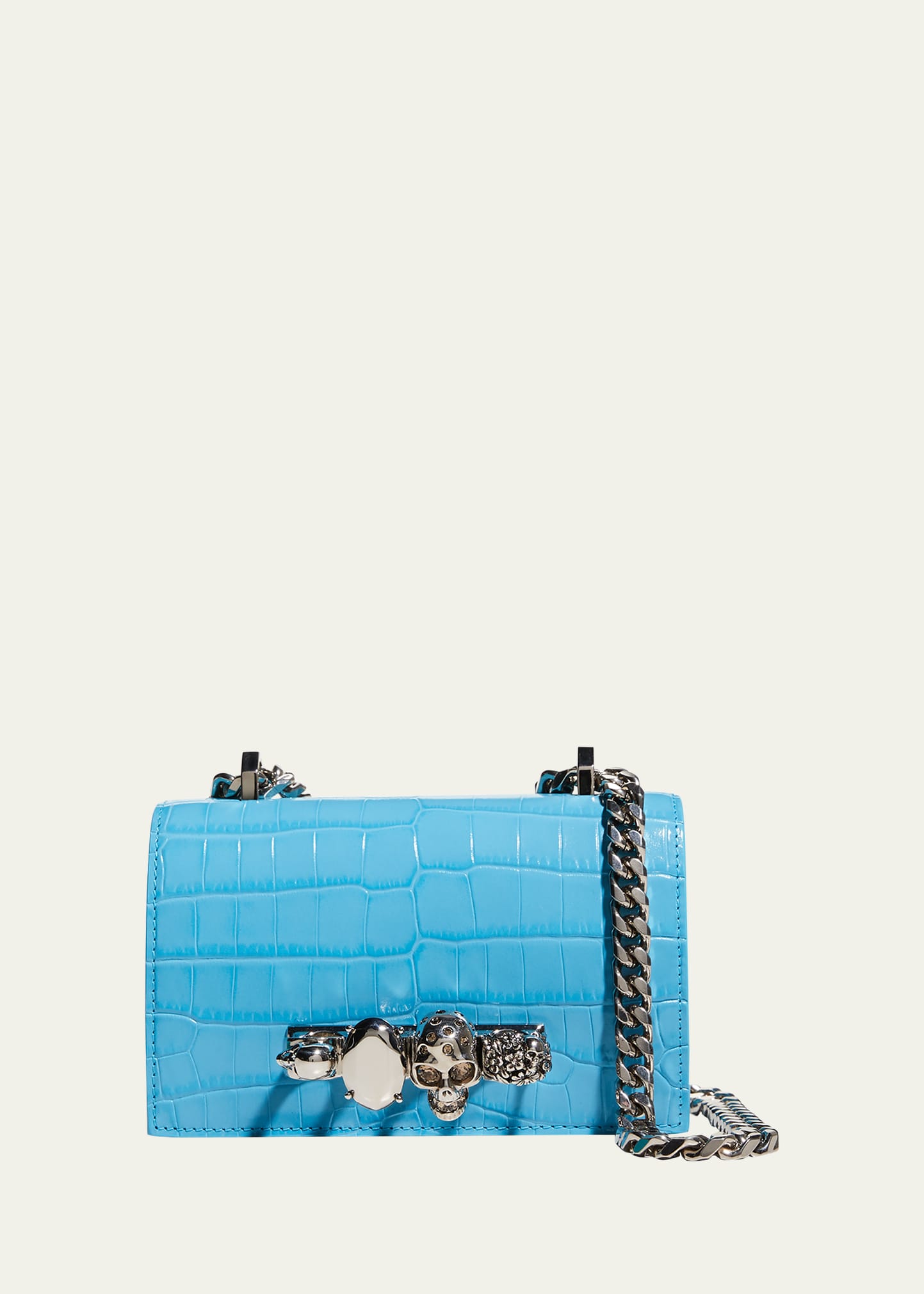 Alexander McQueen Jeweled Mini Mock-Croc Satchel Bag