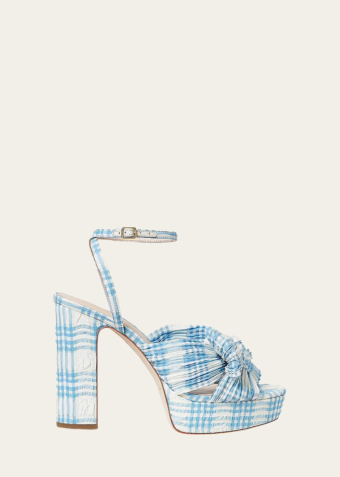 LOEFFLER RANDALL BOW PLEATED PLATFORM SANDALS