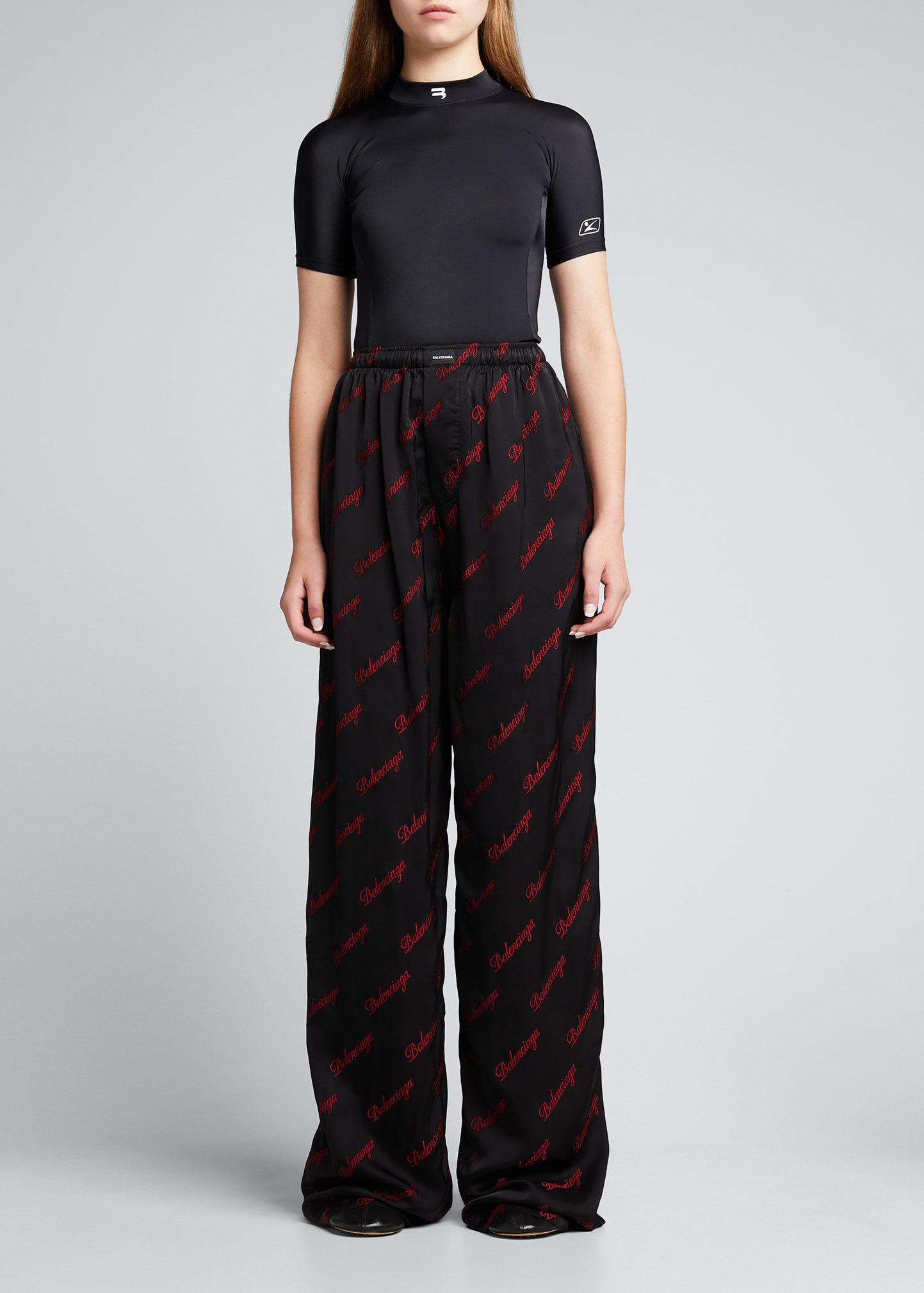 BALENCIAGA Monogram Logo Pajama Pants for Women