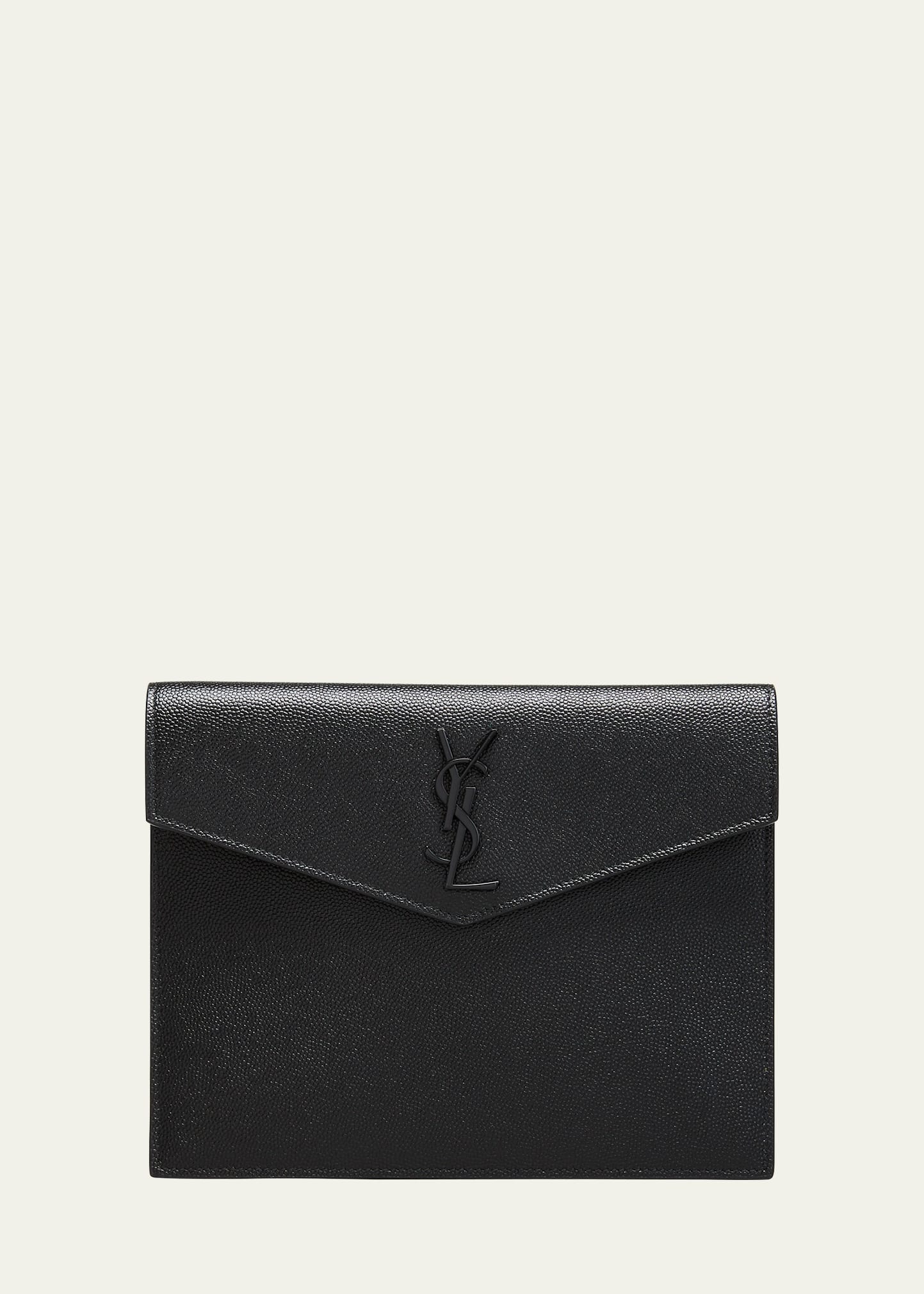 SAINT LAURENT Uptown YSL Monogram Leather Clutch