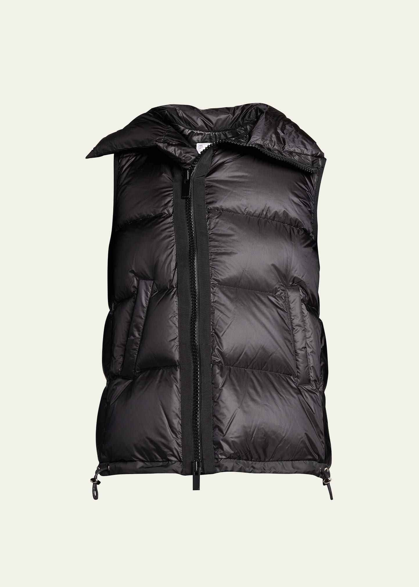 Sacai Asymmetric Zipper Puffer Vest In Black