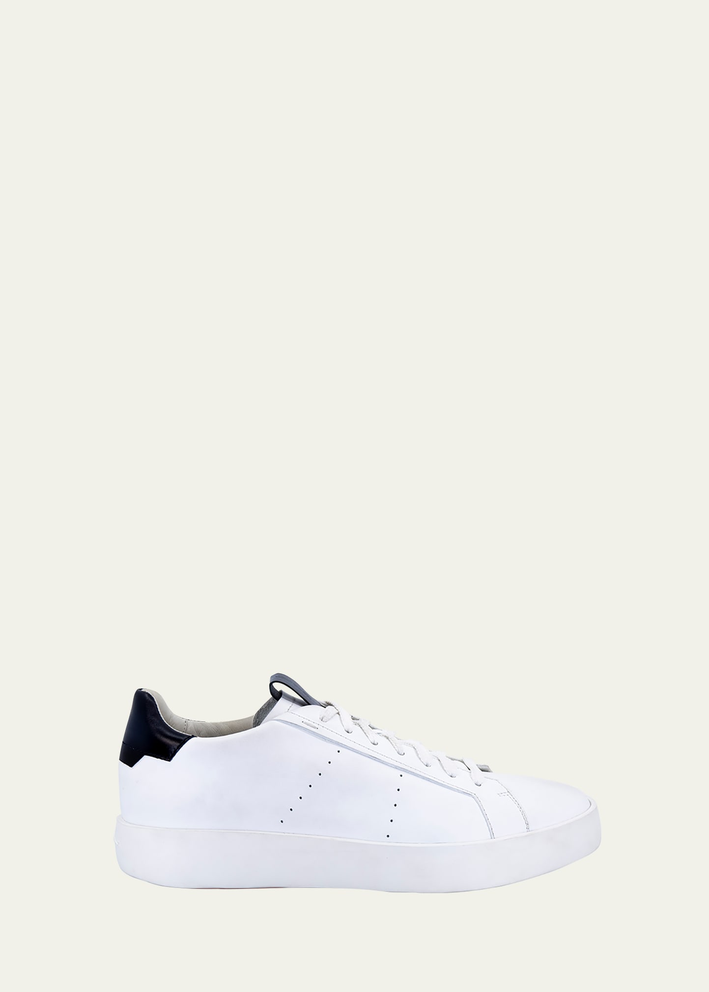 Santoni Men's Two-tone Leather Low-top Sneakers In White/navy | ModeSens