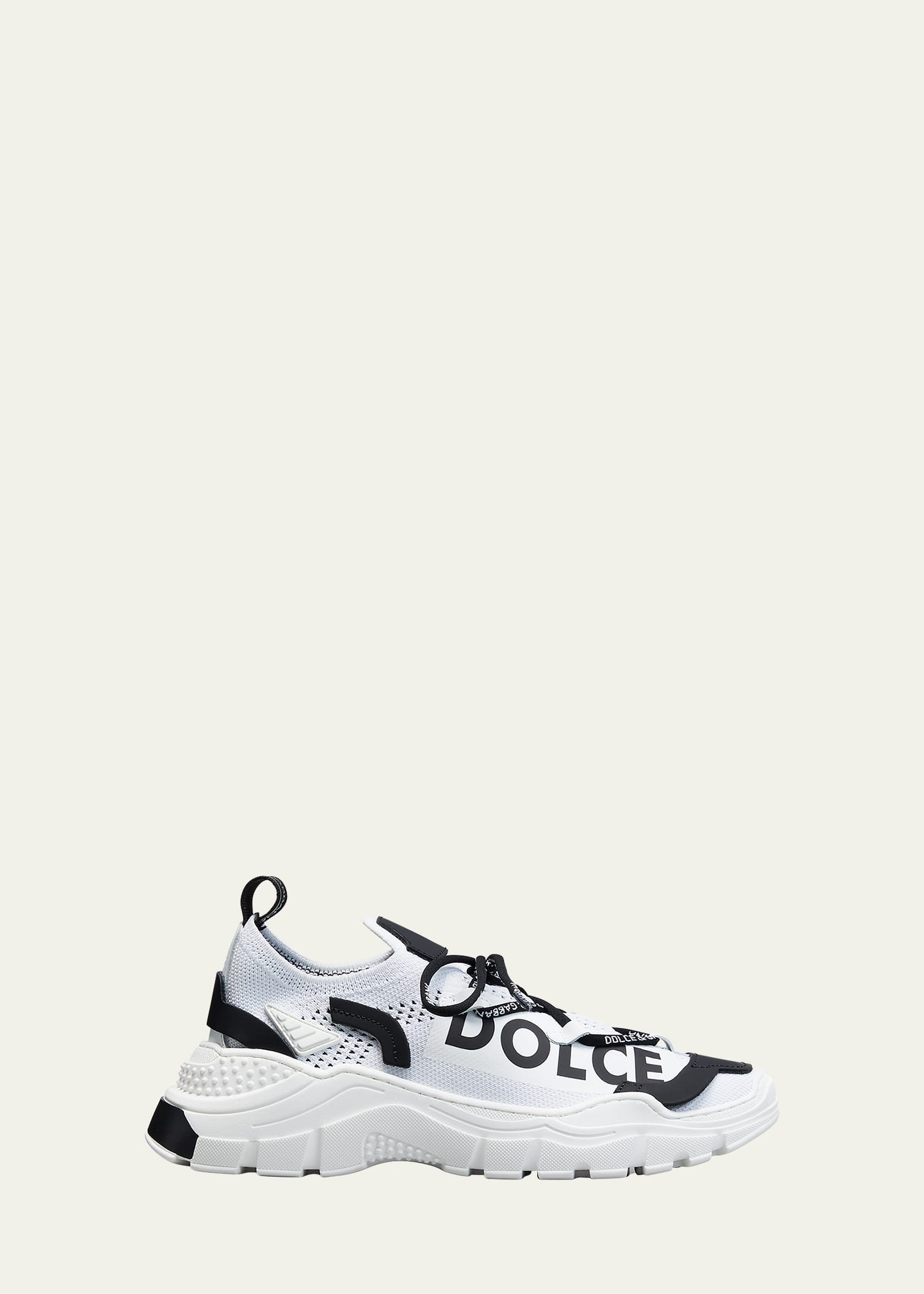 Dolce & Gabbana Kid's Daymaster Logo Mesh Knit Sneakers In Bianco/nero