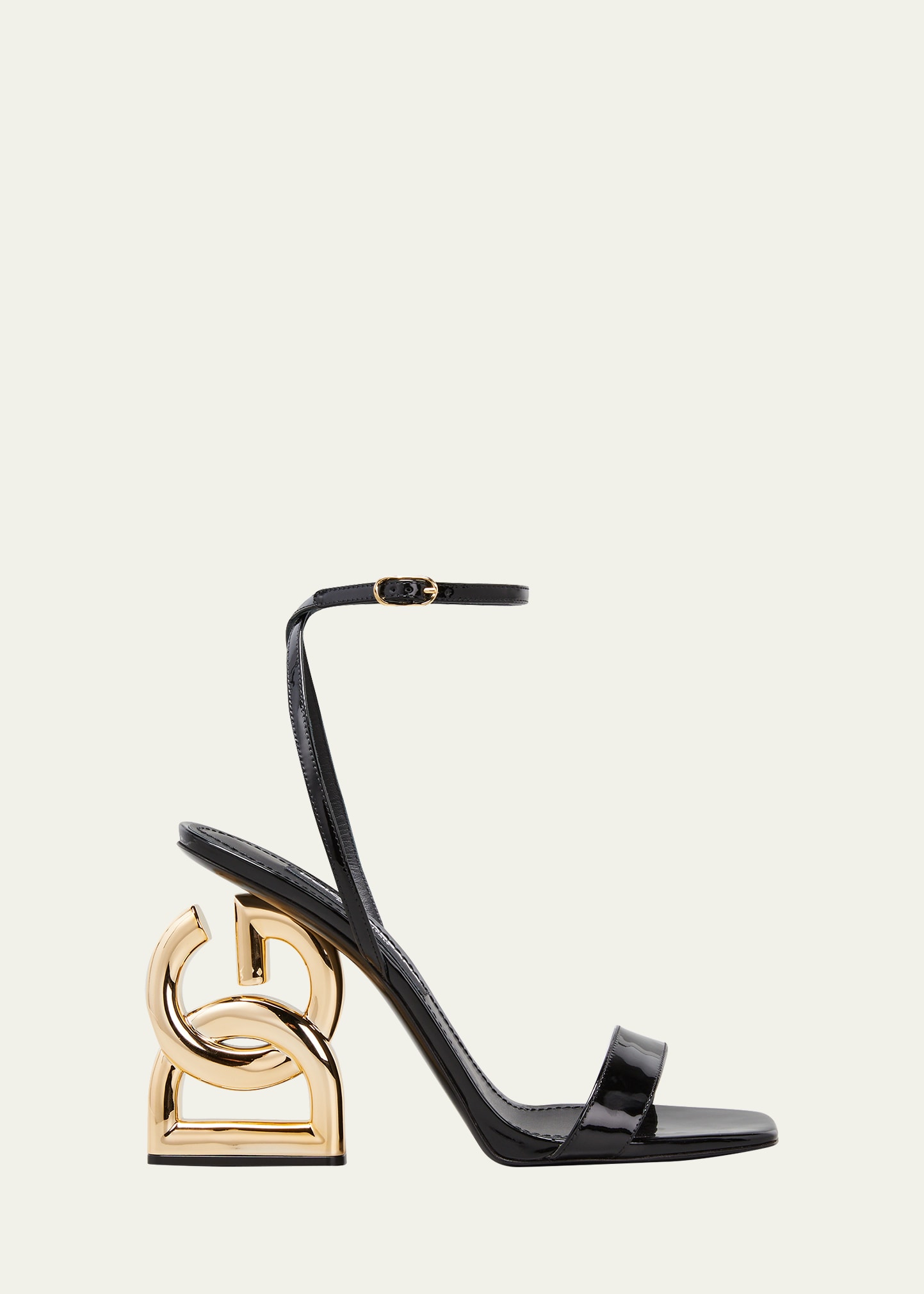 Dolce & Gabbana 105mm Patent Iconic DG Heel Sandals