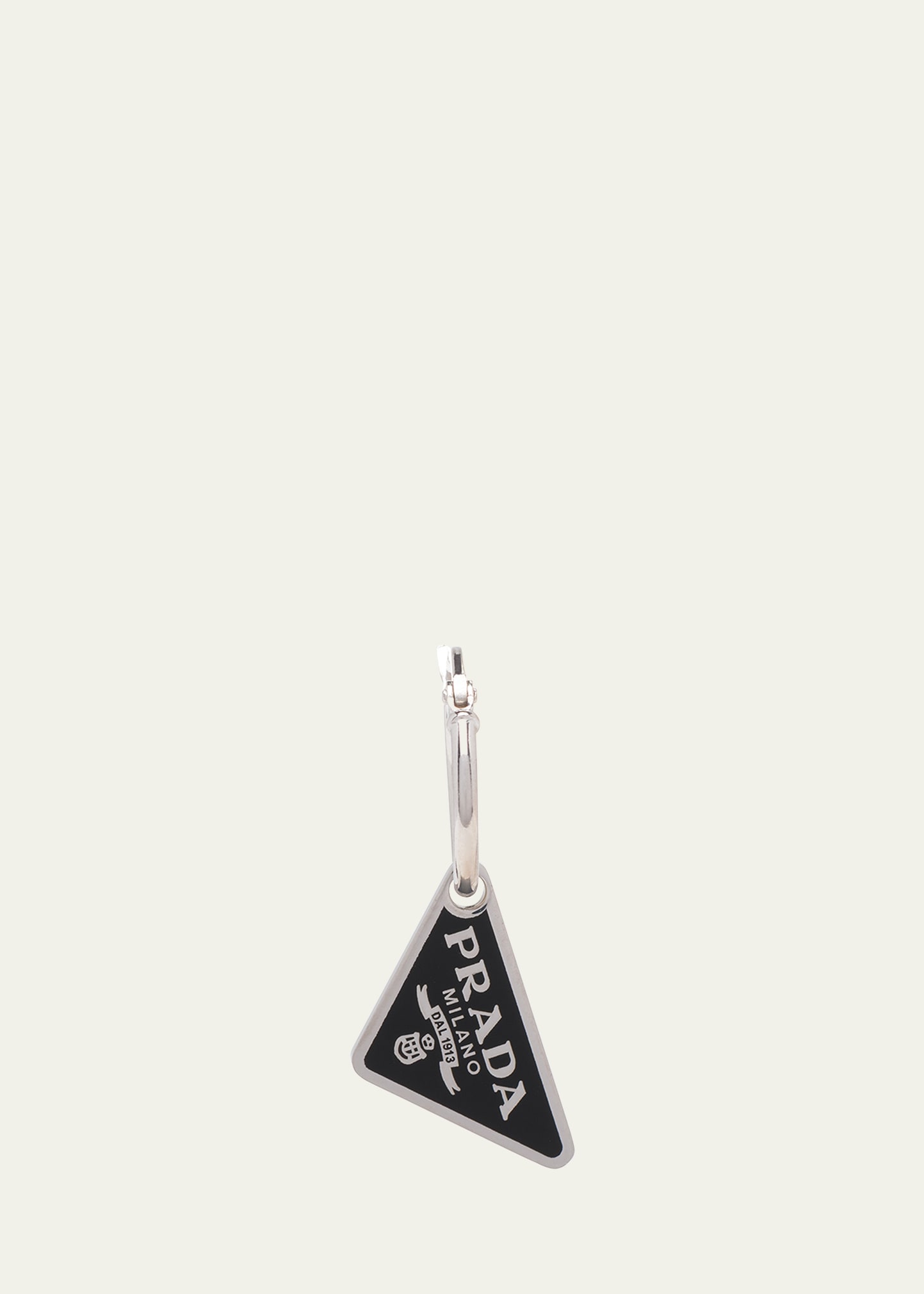 Prada Men's Triangle Logo Pendant Earring, Single, Right In Black