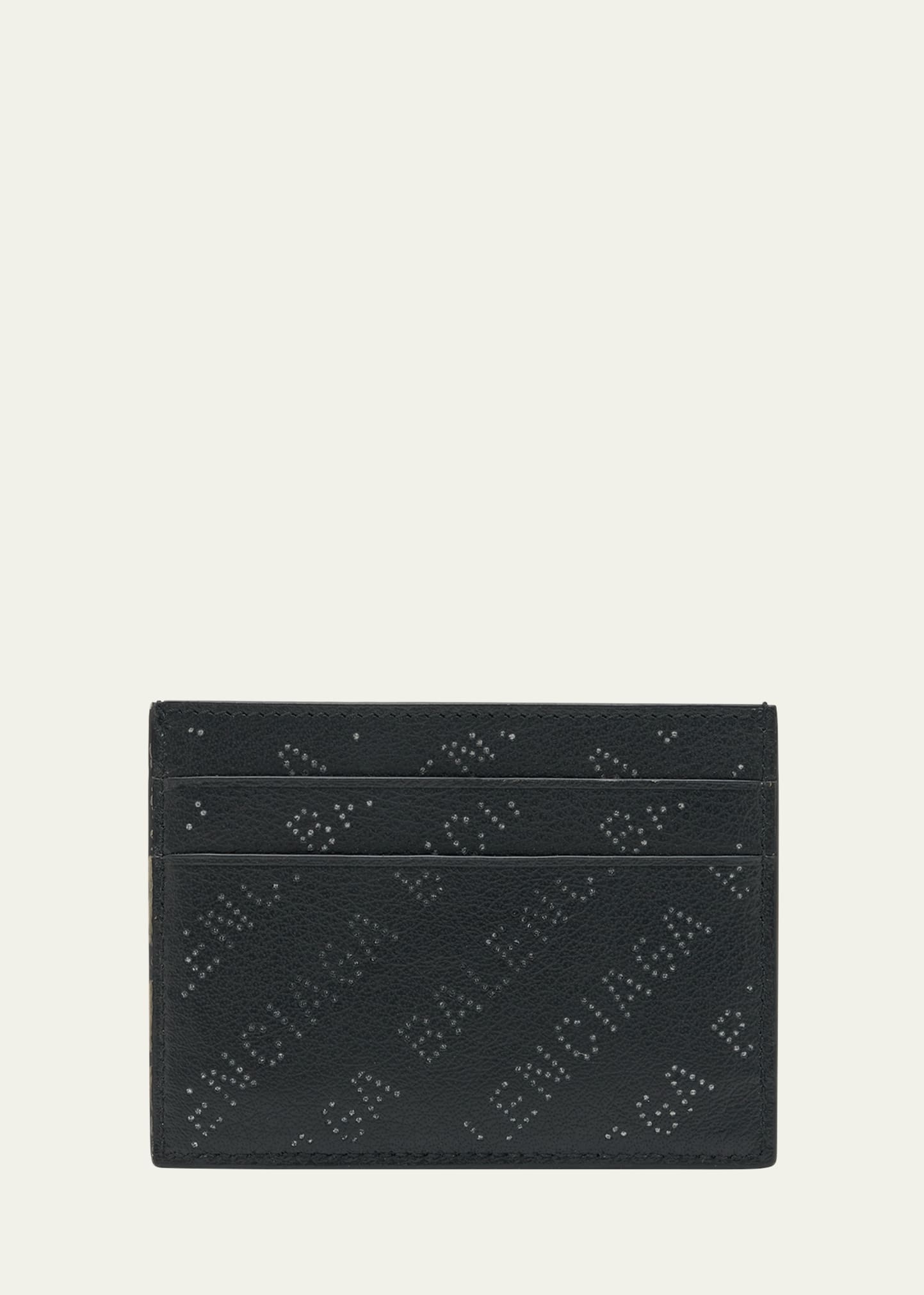 Balenciaga Men's Typographic Leather Card Holder In Black
