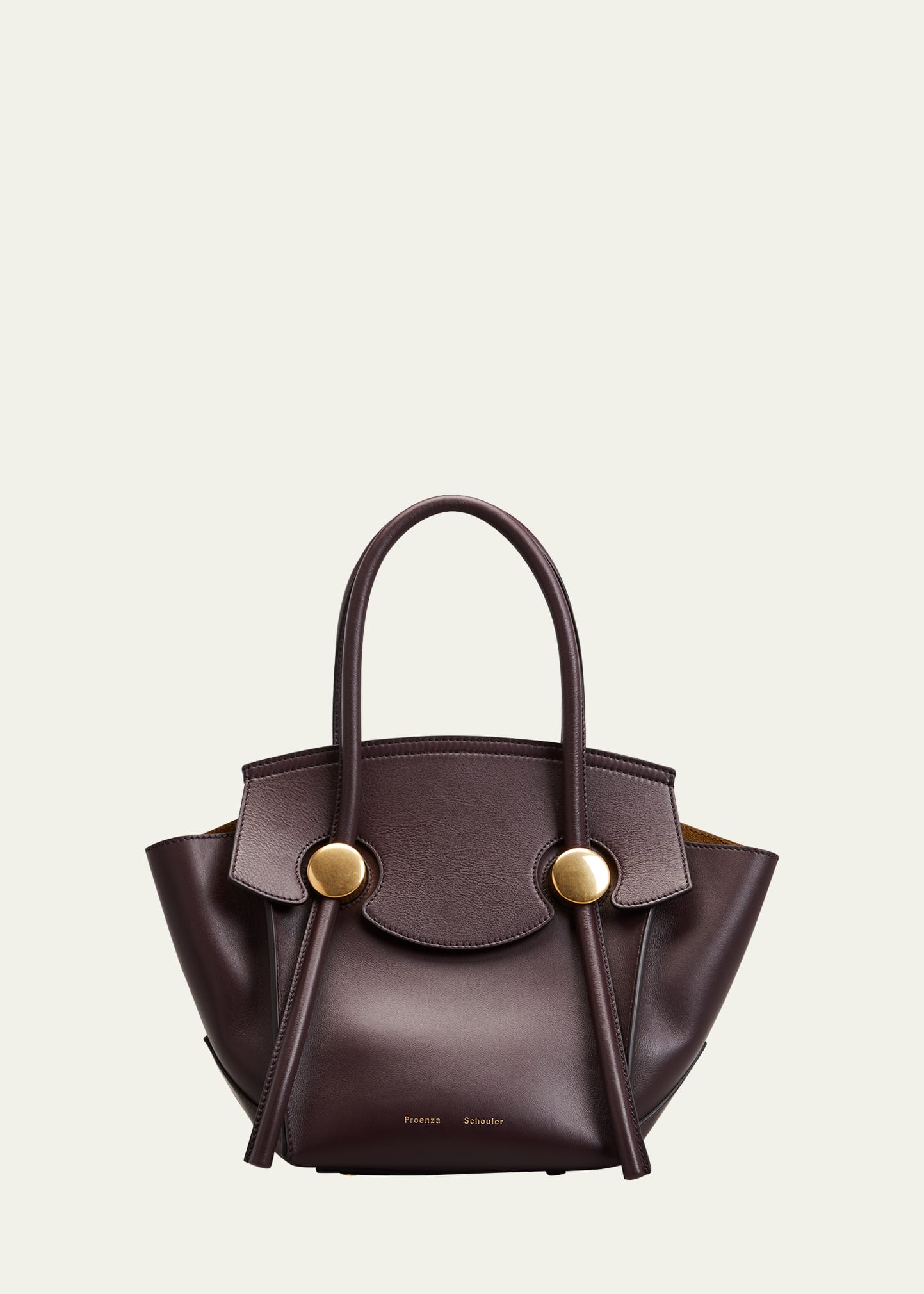 Proenza Schouler Small Pipe Fold-over Leather Top-handle Bag In Chocolate Plum