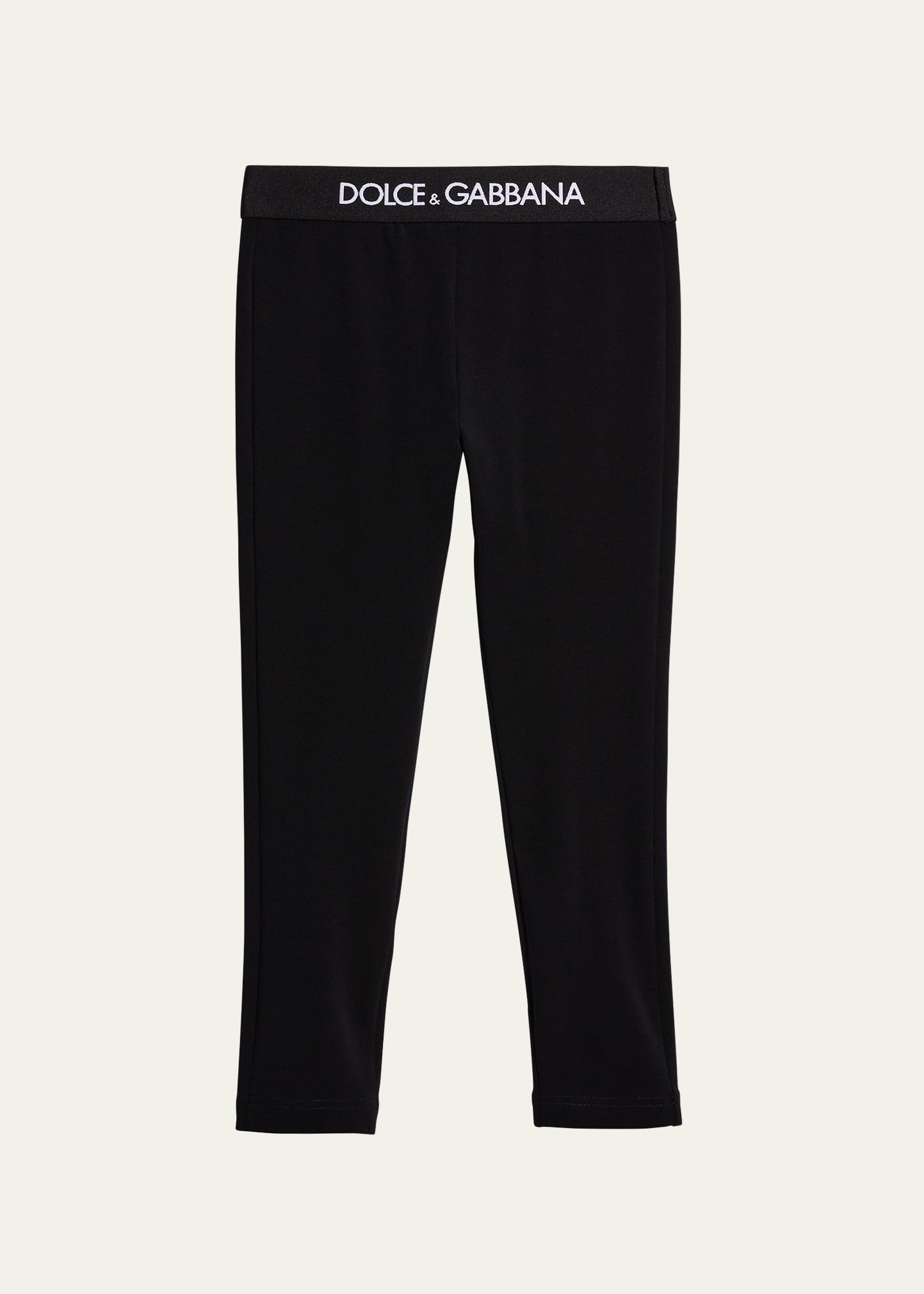 Shop Dolce & Gabbana Girl's Logo-print Leggings In Black