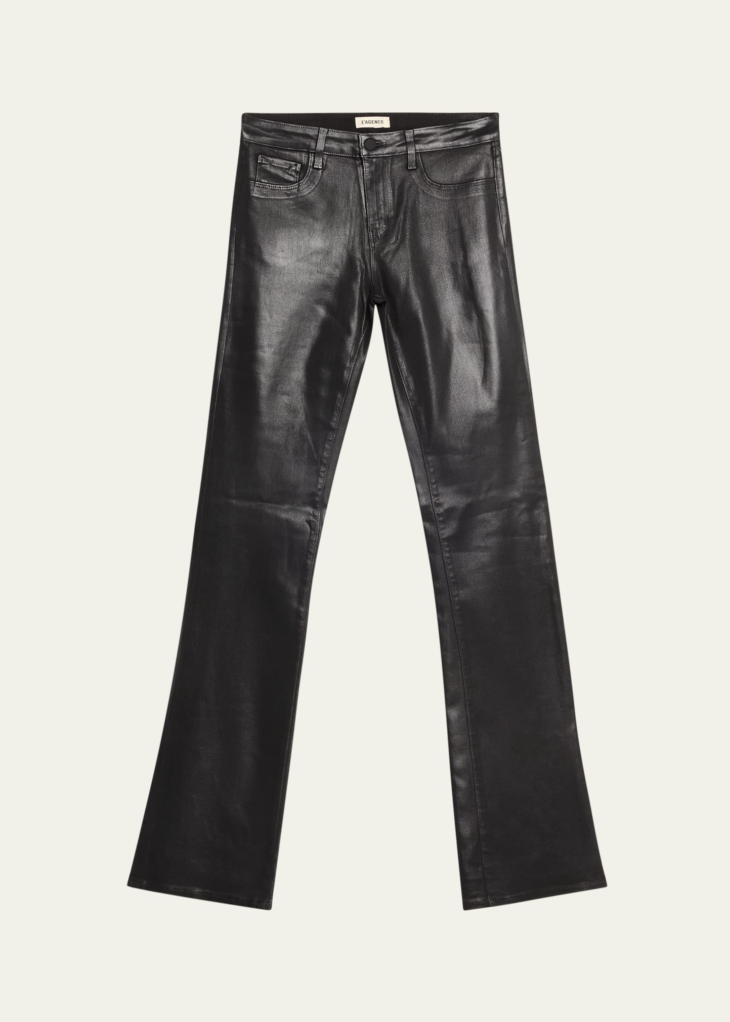 L Agence Selma High-rise Coated Sleek Baby Boot Jeans In Noir Coated