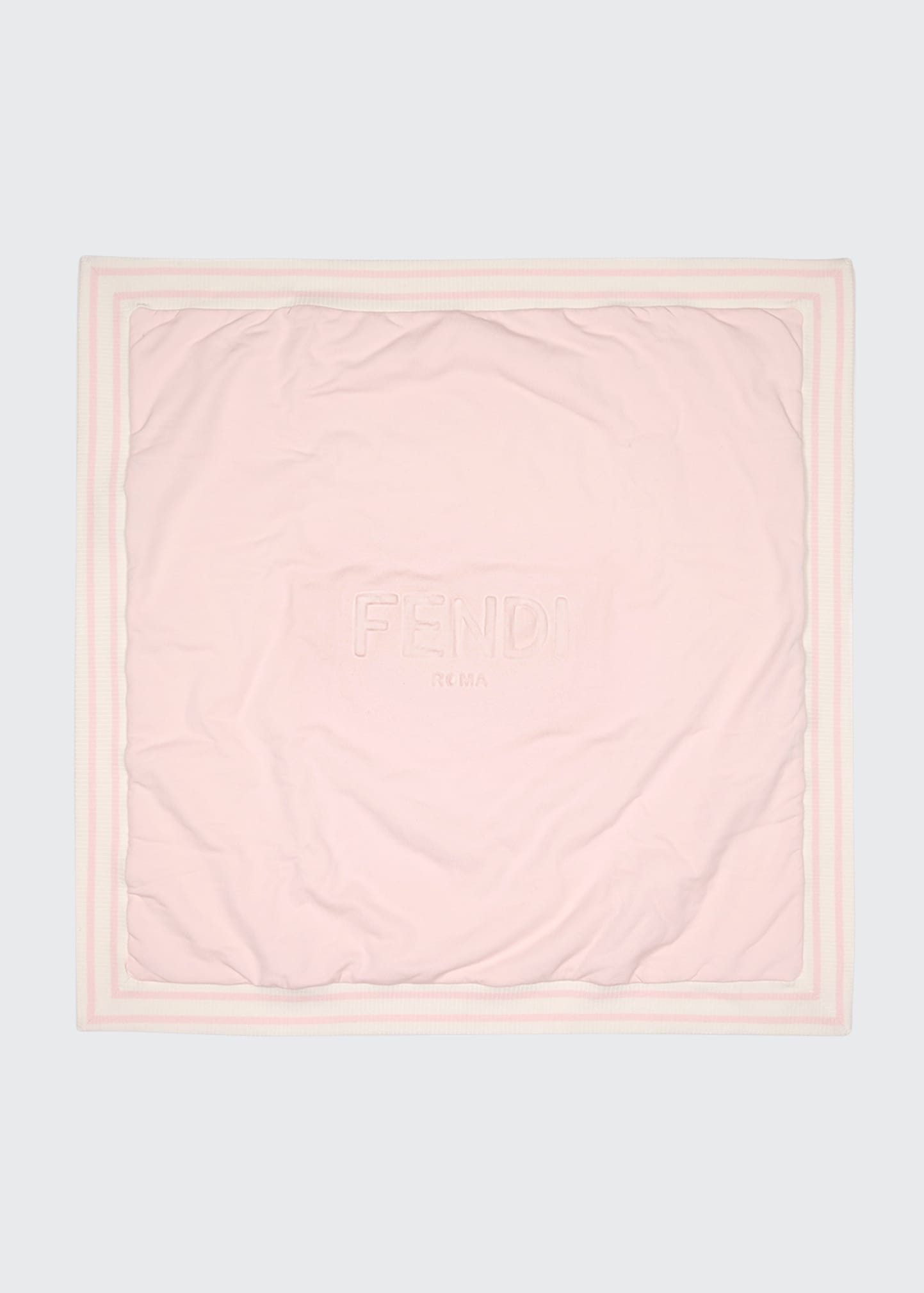 Fendi Kids' Logo Striped-border Baby Blanket In Pink