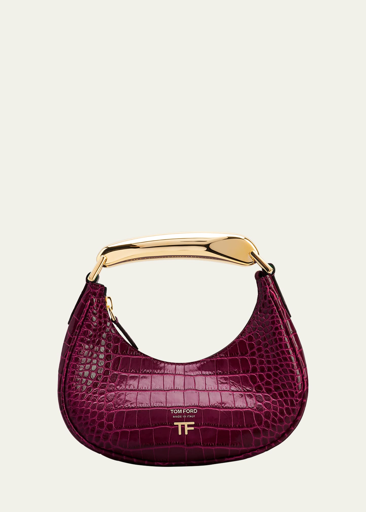 TOMFORD ビアンカ シャイニー エンボス ミニ ホーボーバッグ TOM FORD Bianca Mini Hobo Bag in Dark Cherry | FWRD