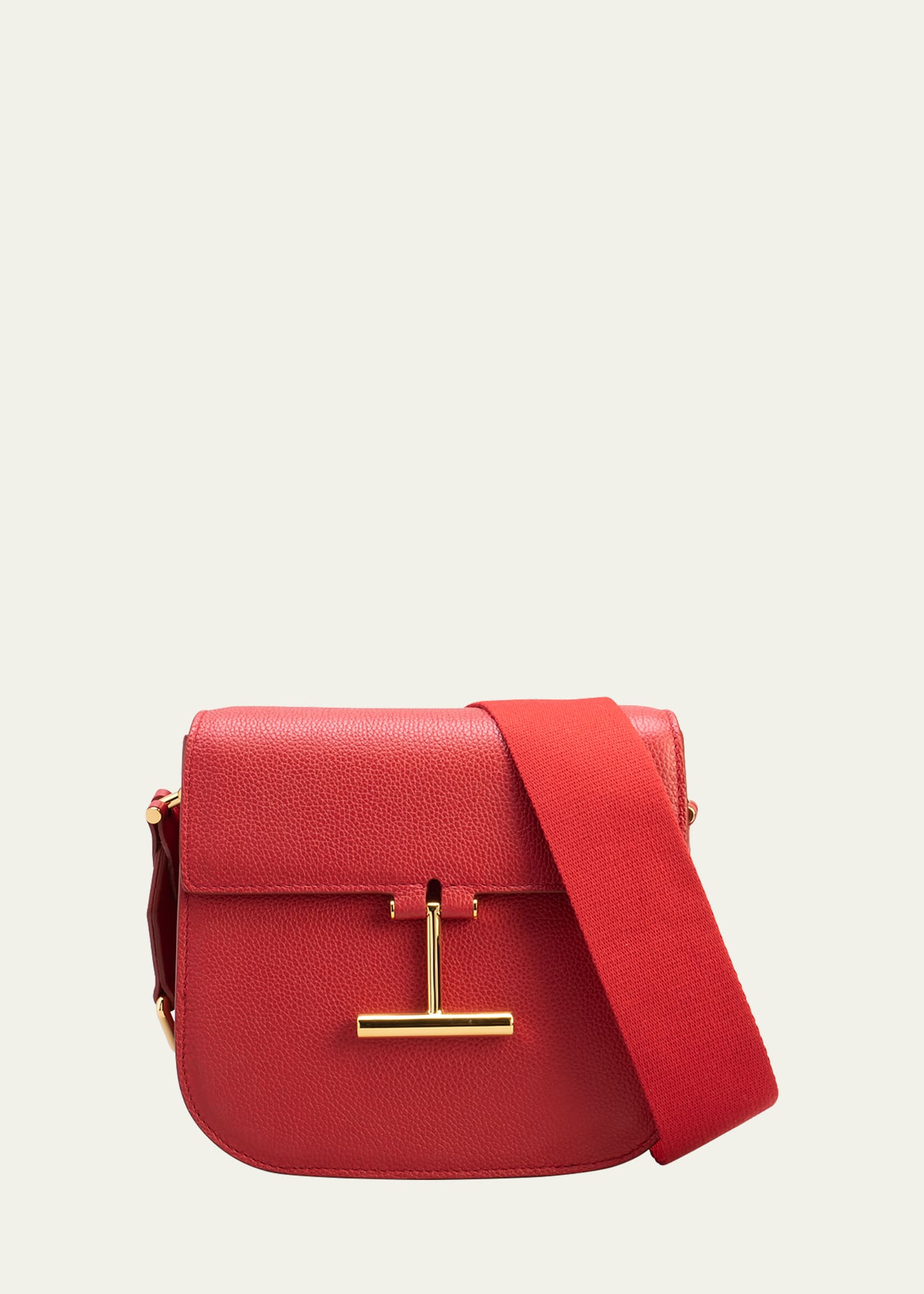 Tom Ford Tara Mini Grain Leather Crossbody Bag In Jungle Red