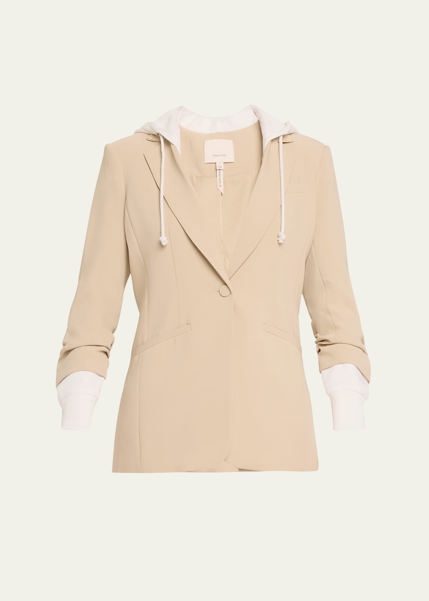 Cinq À Sept Cinq A Sept Khloe Hooded Blazer In Khakiwhite