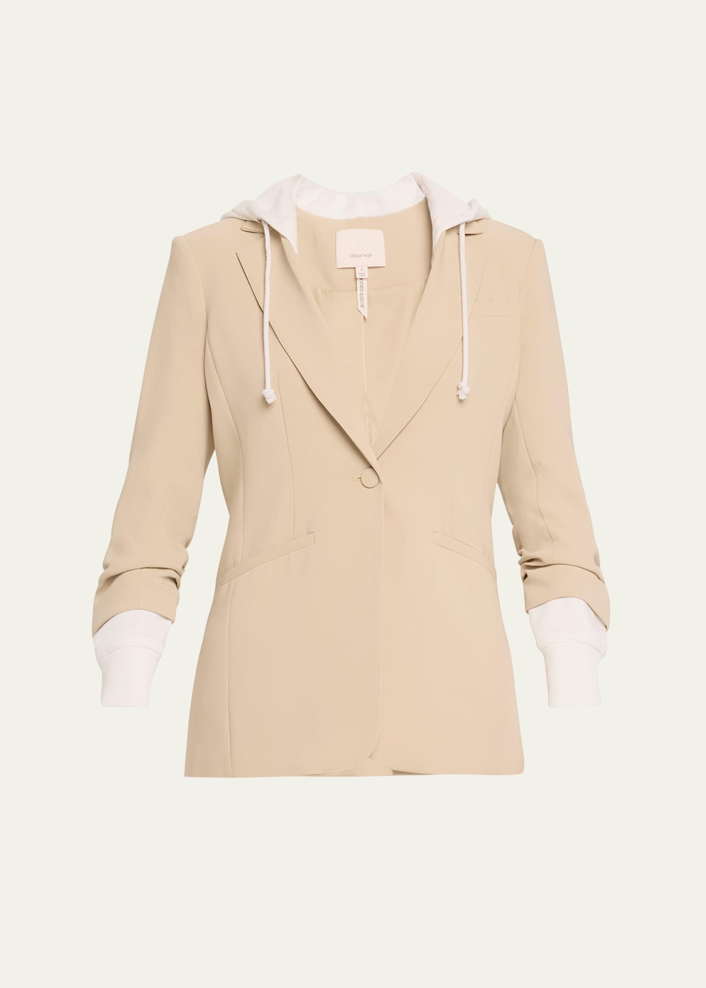 Shop Cinq À Sept Hooded Khloe Jacket In Khakiwhite