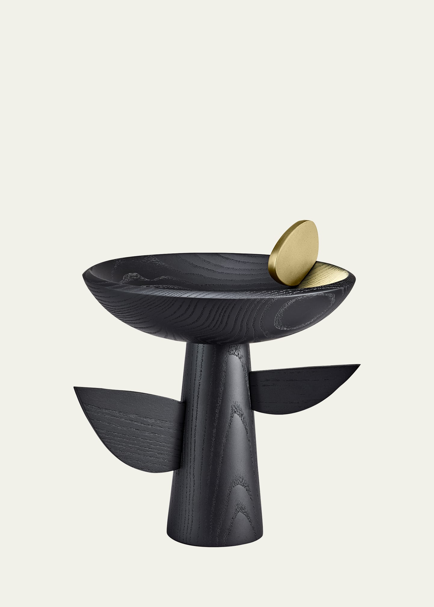 L'objet Kelly Behun Leaf Black Oak Footed Bowl With Brass