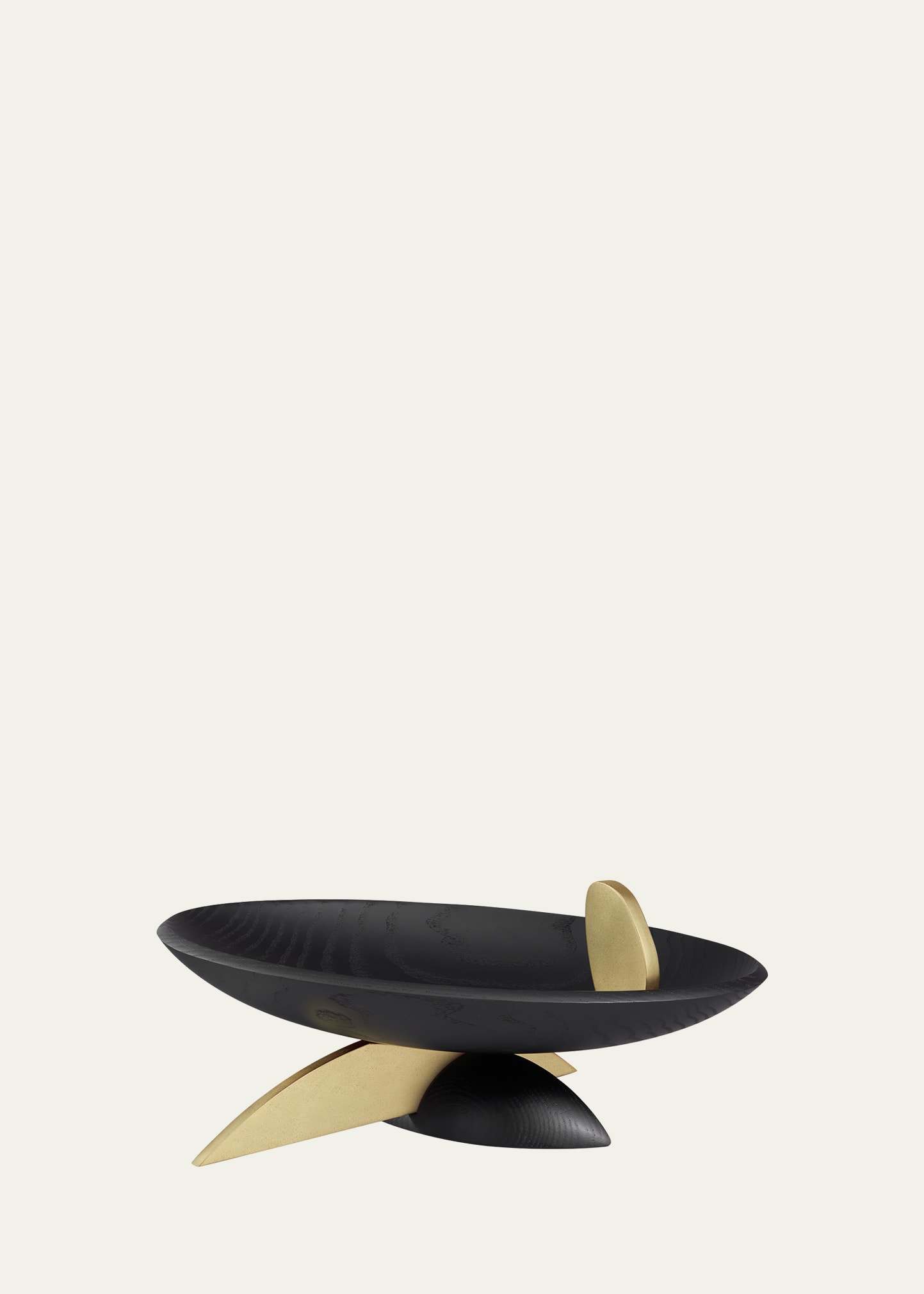 L'objet Kelly Behun Leaf Oval Bowl On Stand In Black