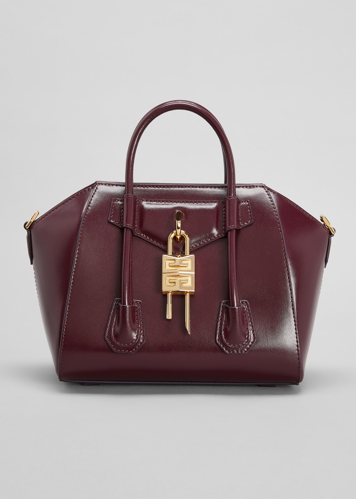 Givenchy Mini Antigona Lock Top handle Bag In 642 Oxblood Red