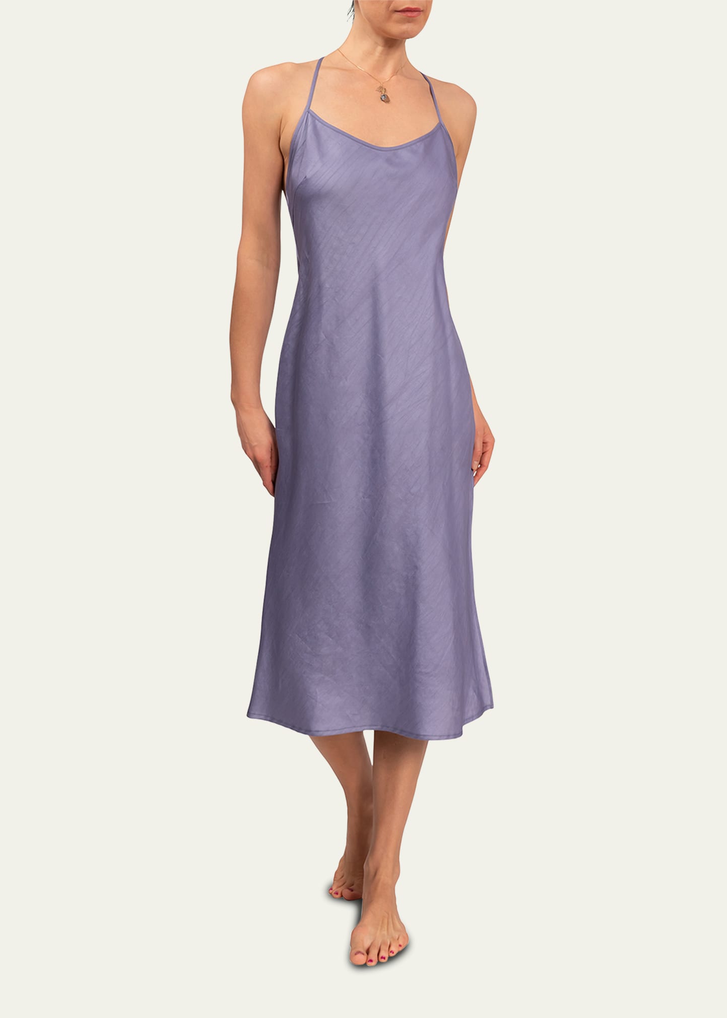 Everyday Ritual Sloan T-back Midi Nightgown In Violet