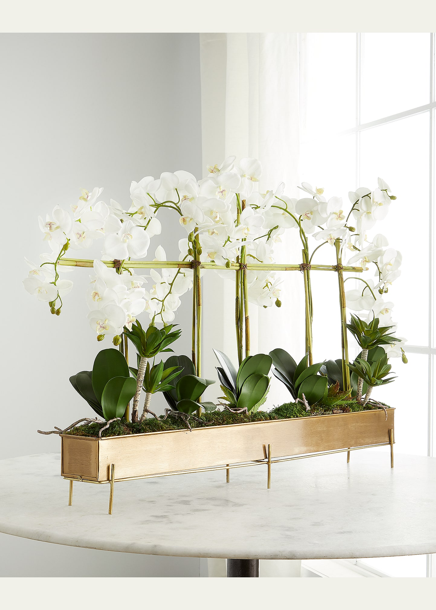 John-richard Collection Rows Of Orchids Faux-floral Arrangement In White