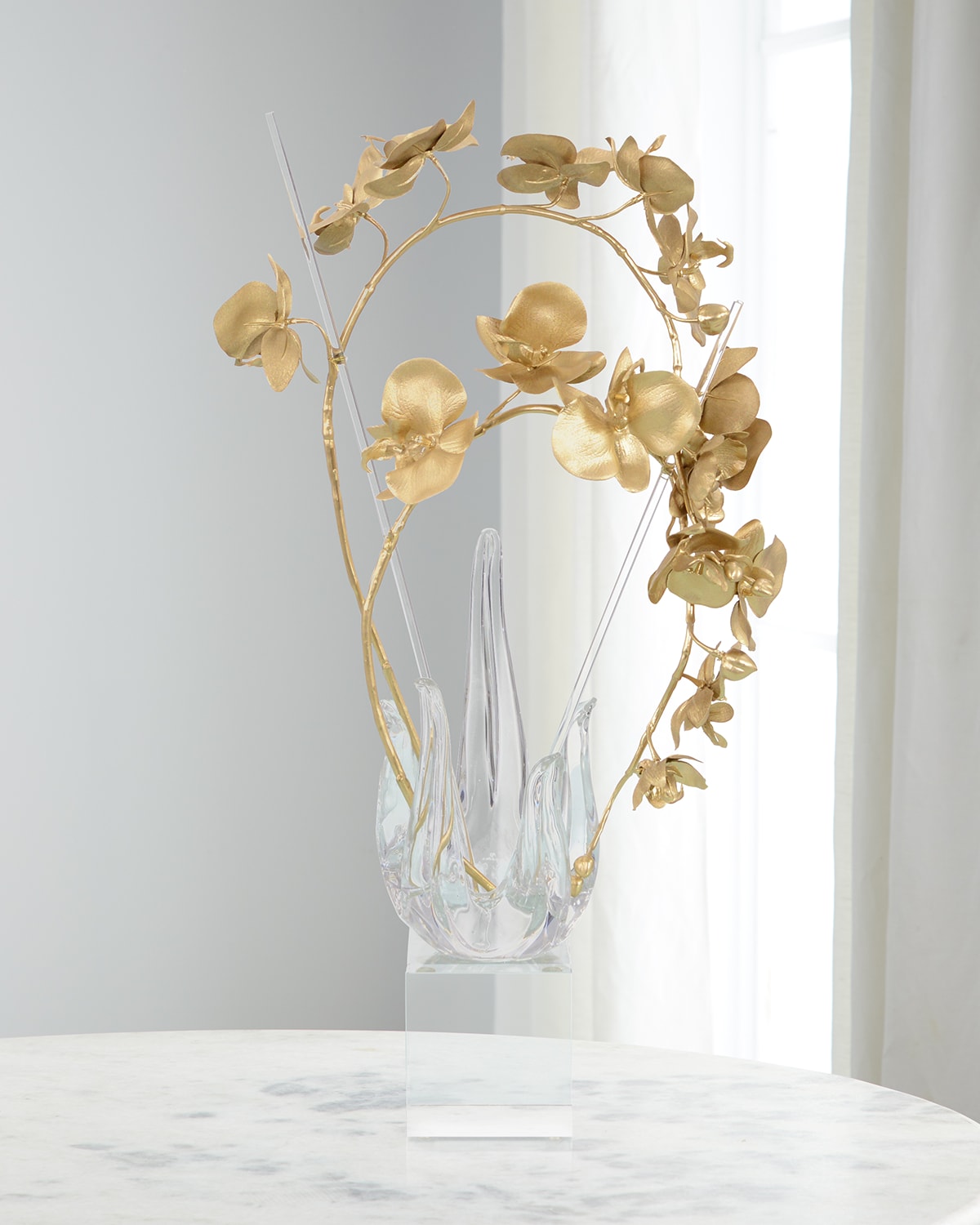 John-richard Collection Reflections Orchid Faux-floral Arrangement In Gold