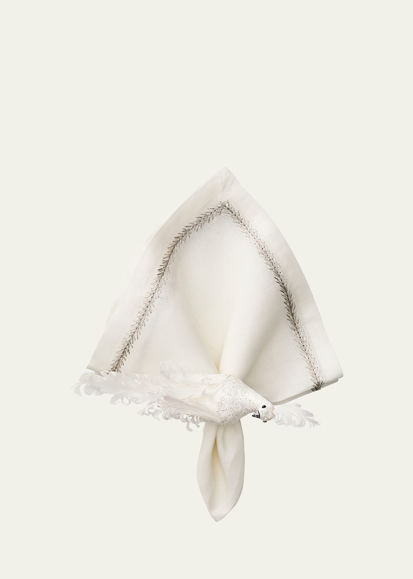 Kim Seybert Jardin Linen Napkin In White/silver