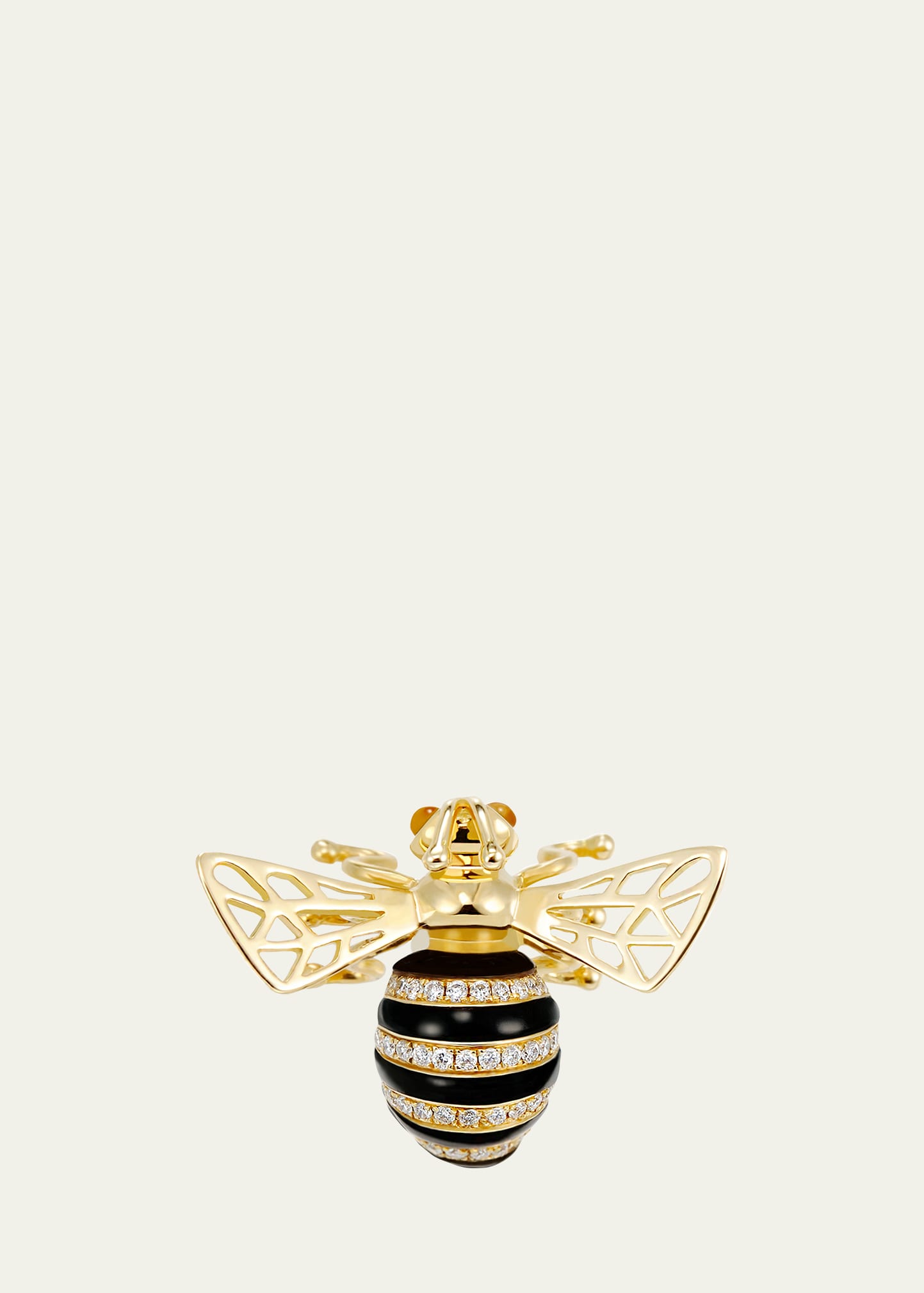 18k Yellow Gold Honey Bee Single Earring With Diamond And Black Onyx