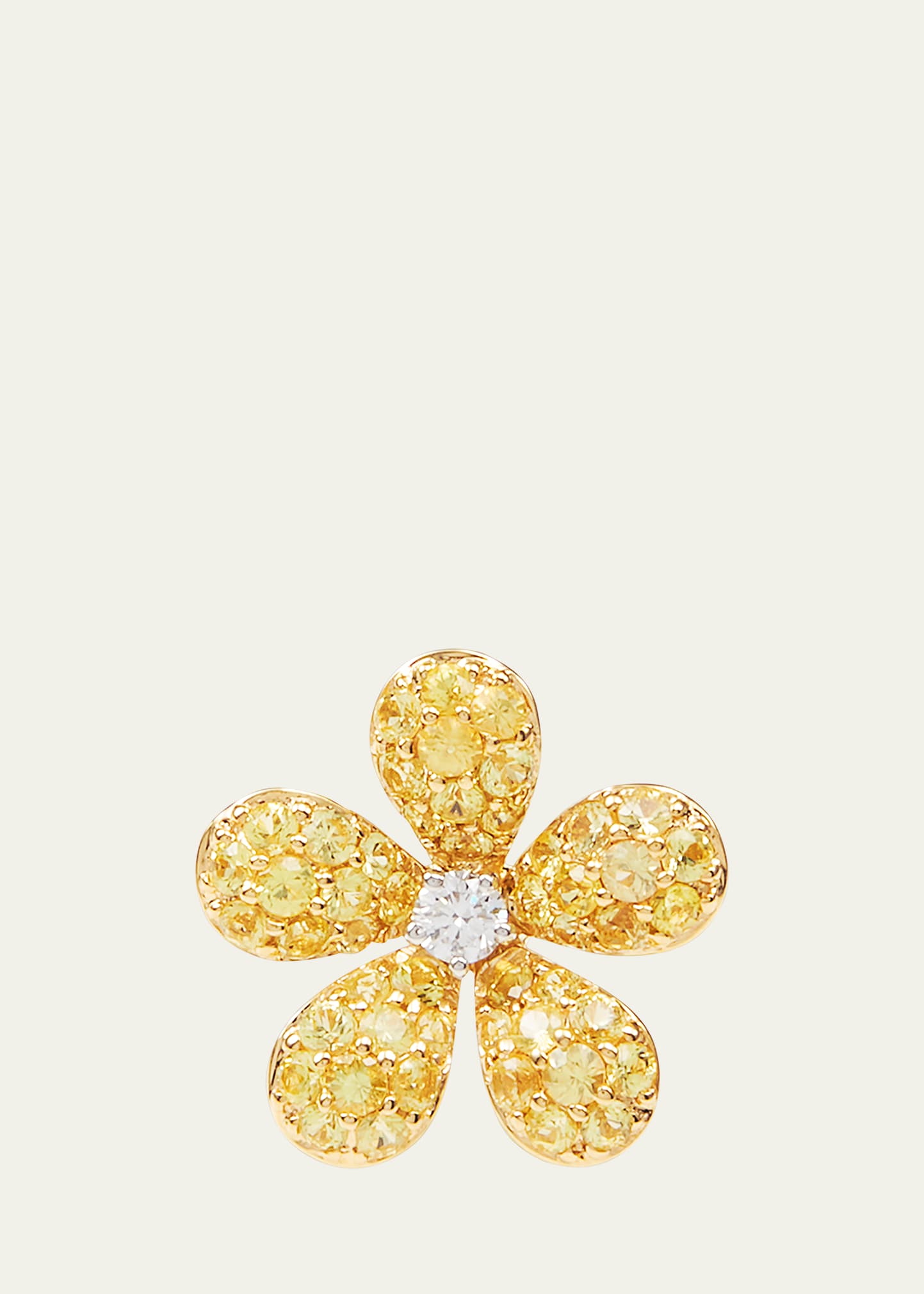 Mio Harutaka 18k Yellow Gold Flower Single Earring With Yellow Sapphire And Diamond