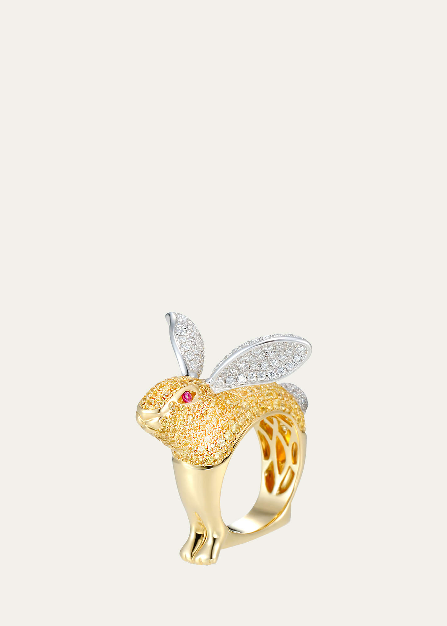 Mio Harutaka 18k Two-tone Gold Diamond & Sapphire Bunny Ring
