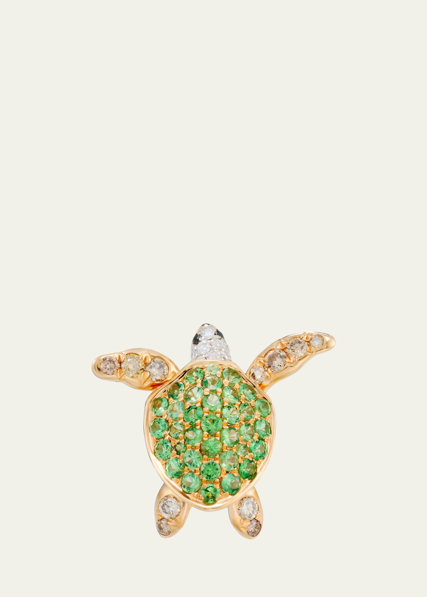Green Garnet Turtle Earring, Single