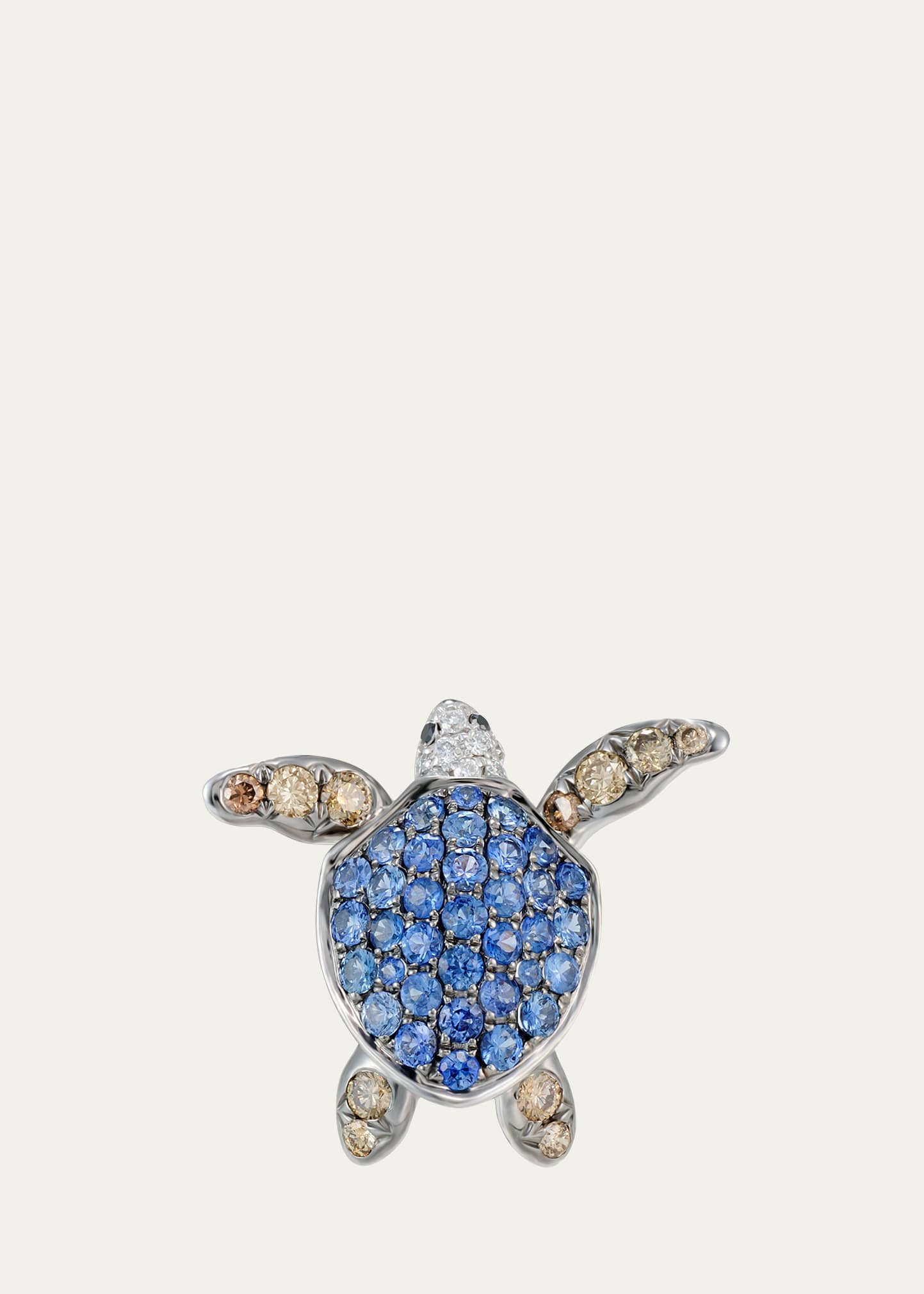 Blue Sapphire Turtle Earring, Single