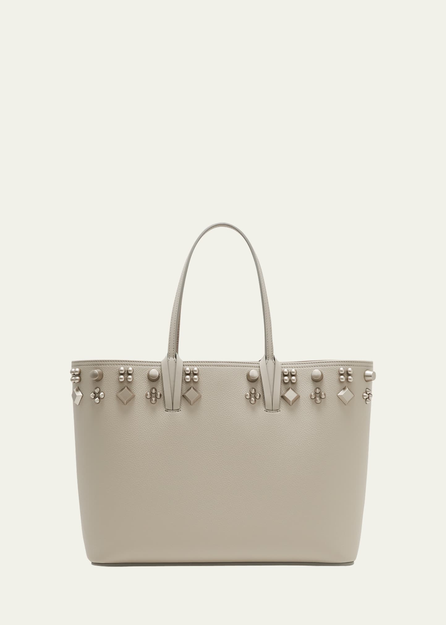 Christian Louboutin Cabata Empire Spike Studded Leather Tote Bag In Goose