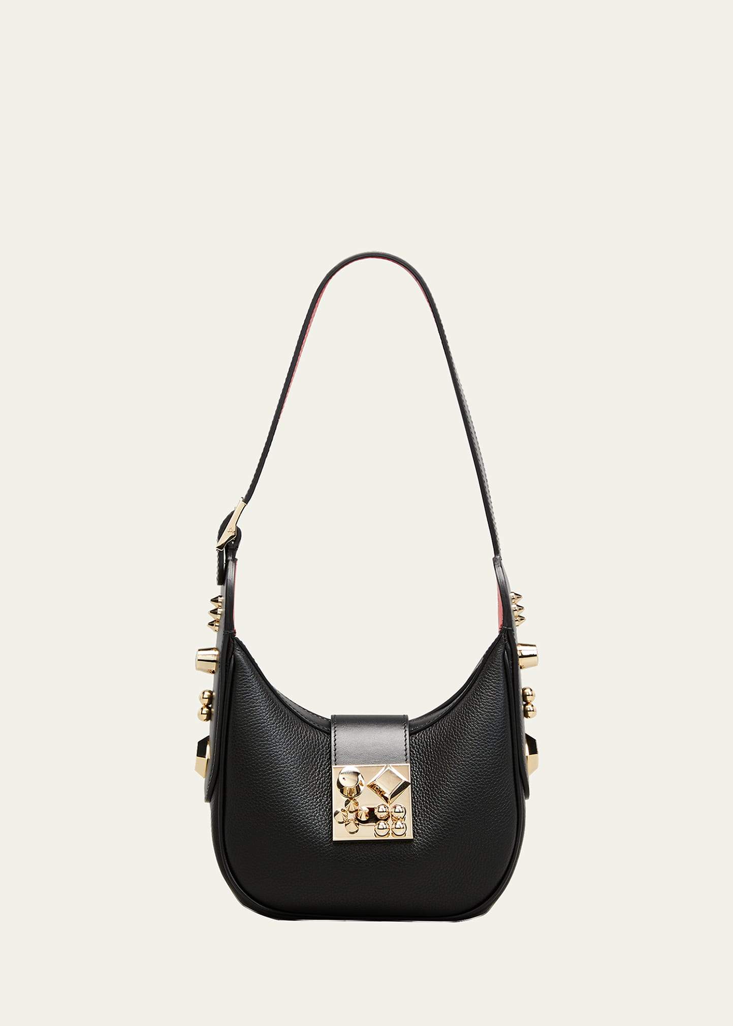 Carasky Mini Shoulder Bag in Grained Leather with Spikes