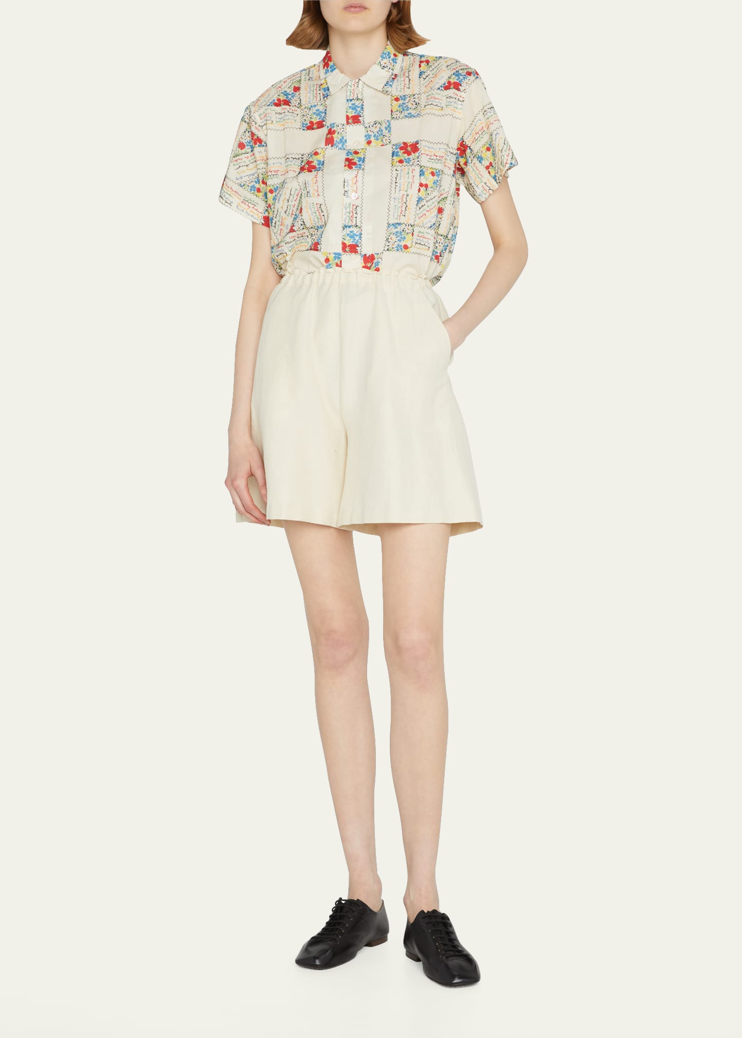 Micro Signature Embroidered Button-Down Shirt