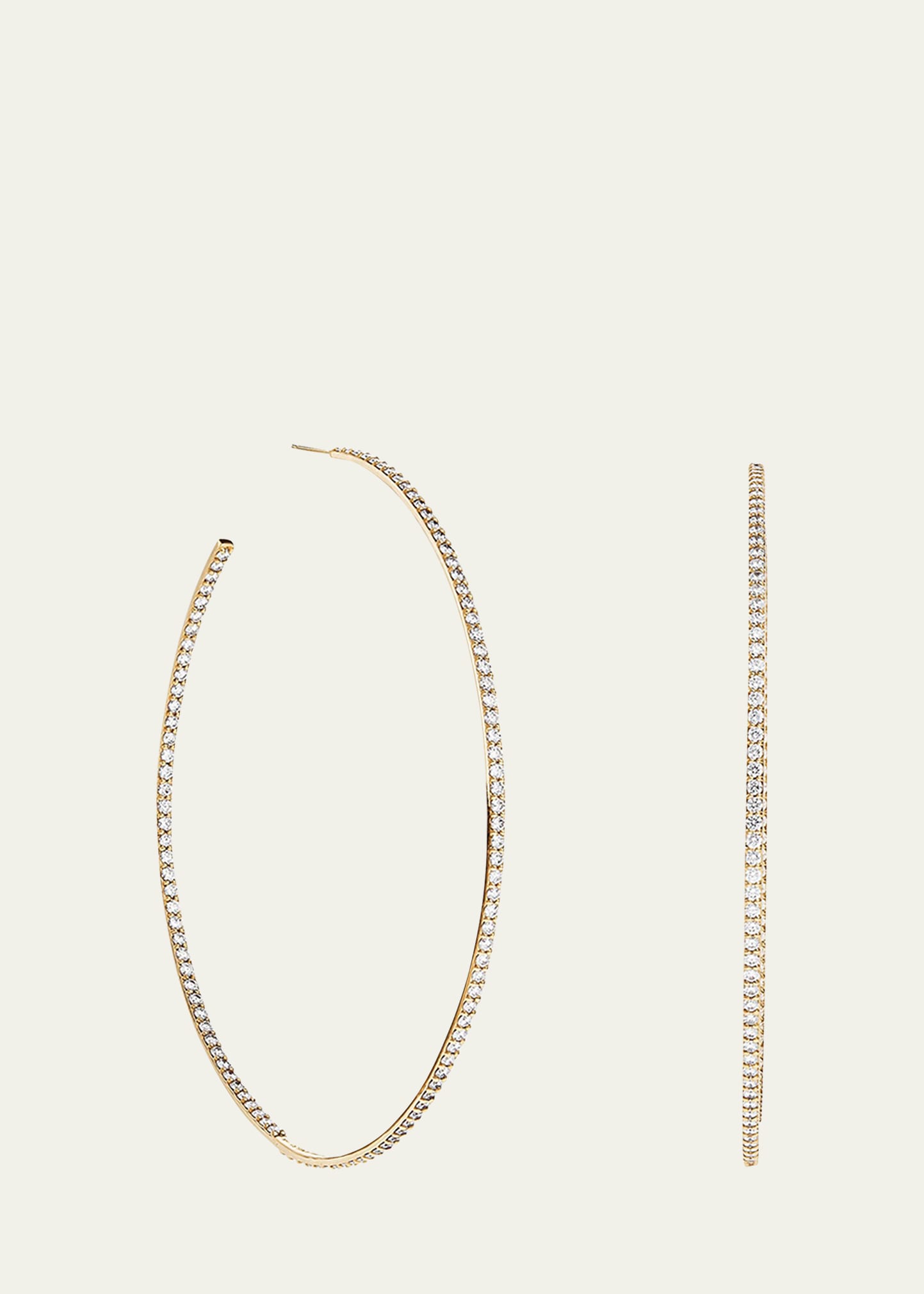 LANA Flawless 14K Gold Thin Hoop Earrings with Diamonds