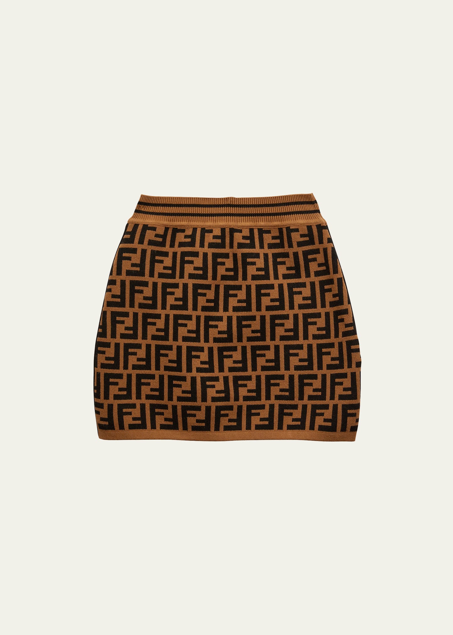 Fendi Kids' Girl's Knit Monogram Intarsia Skirt In F15b6 Brwnpink