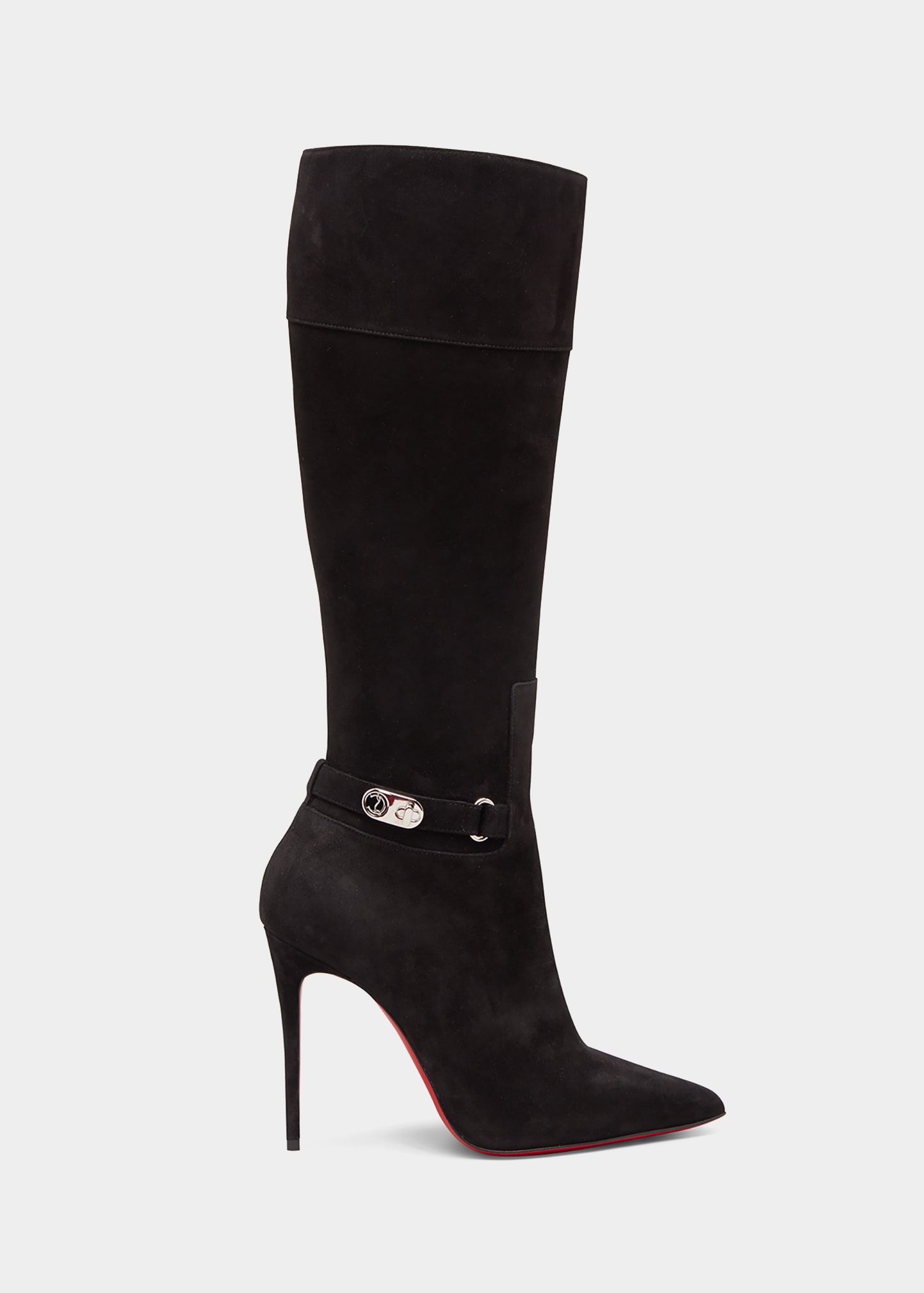 Christian Louboutin Lock Kate Suede Tall Red Sole Boots