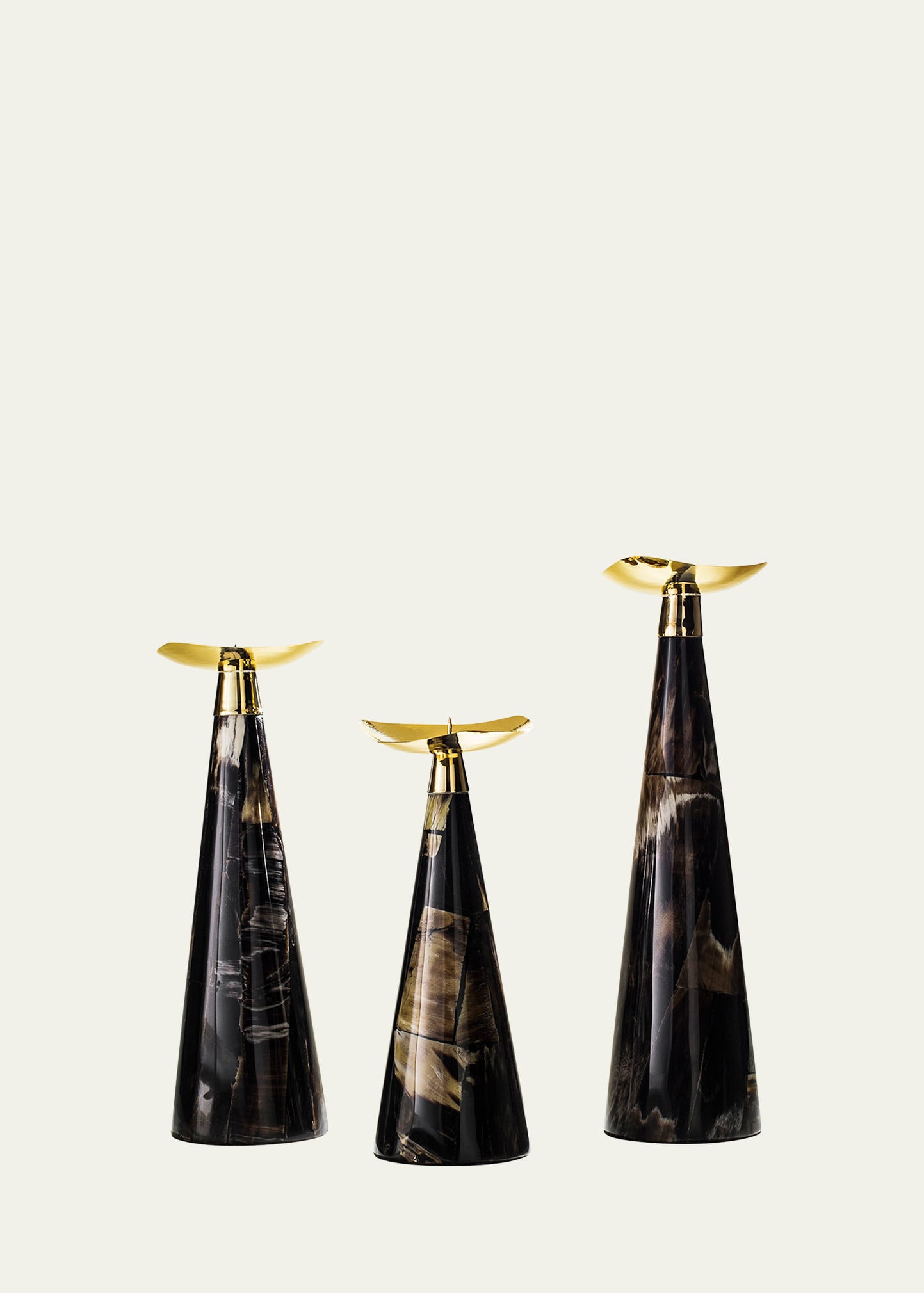 Horn Veneer Candleholder Trio