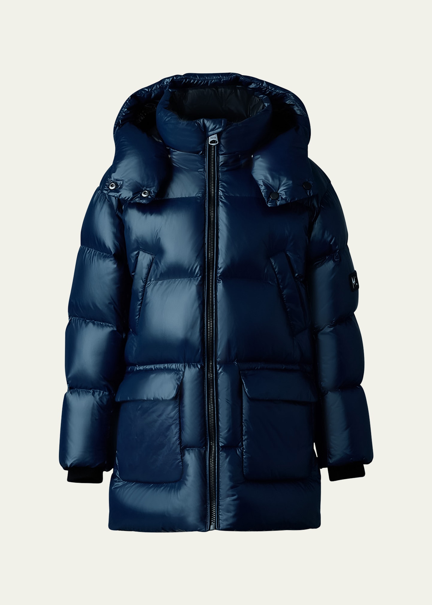Mackage Kid's Kennie Quilted Logo Jacket In Navy