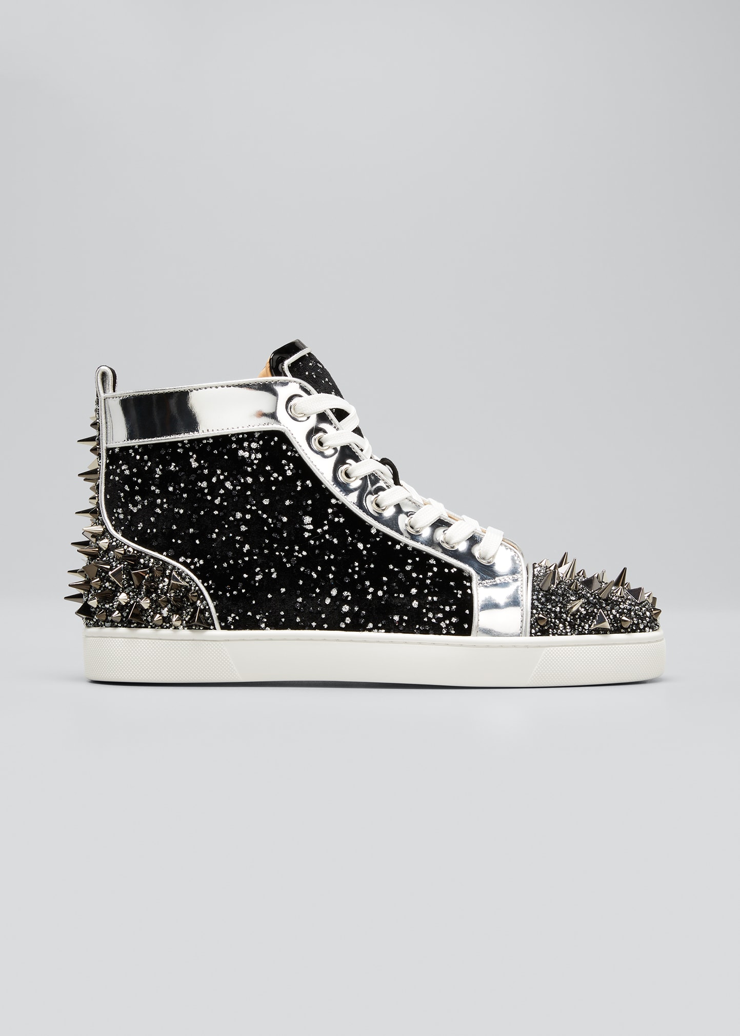 Christian Louboutin Men's Metallic Strass High-Top Sneakers